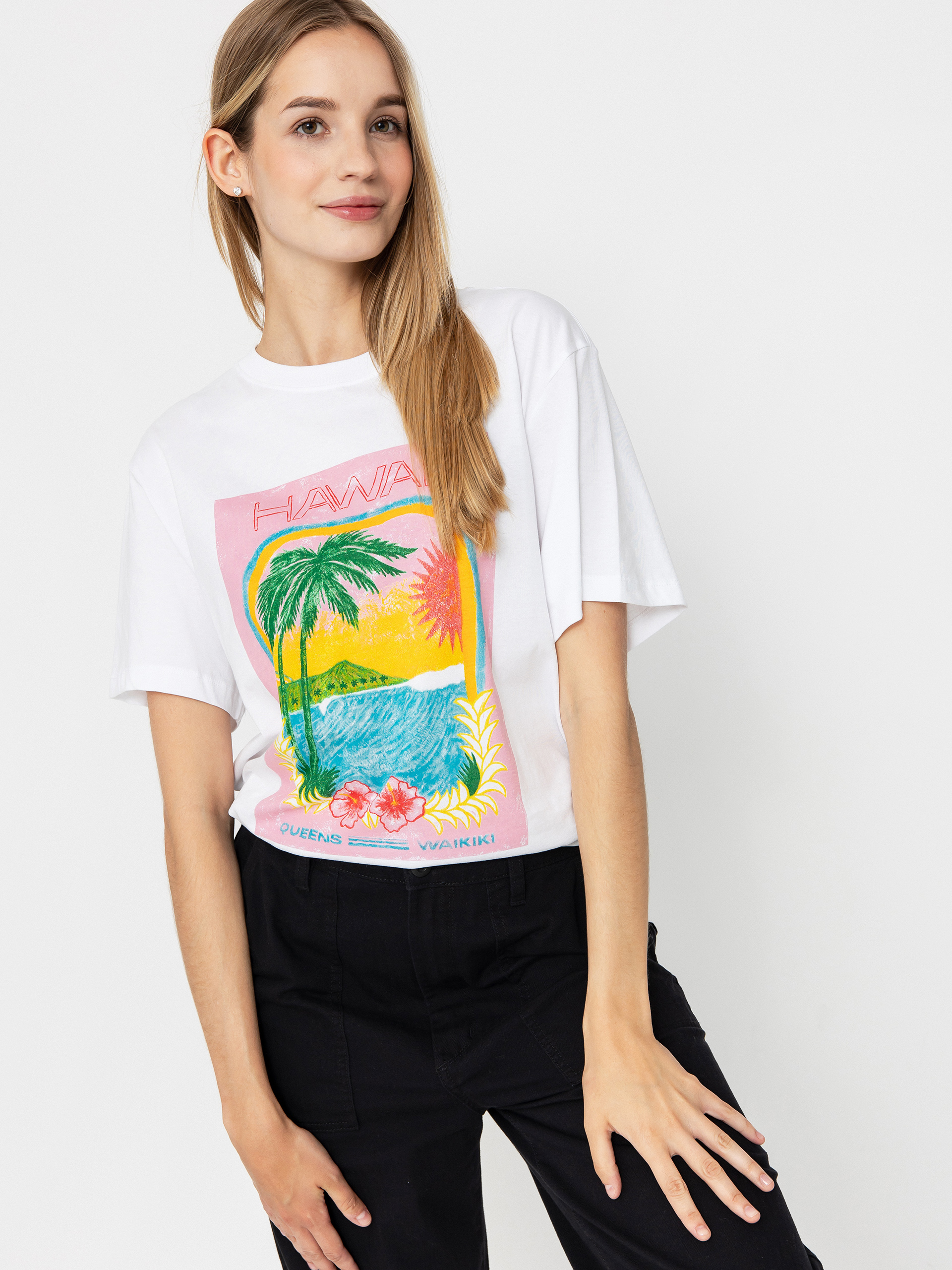 Tričko Roxy Atlas Hangloose Wmn (bright white hawaii)