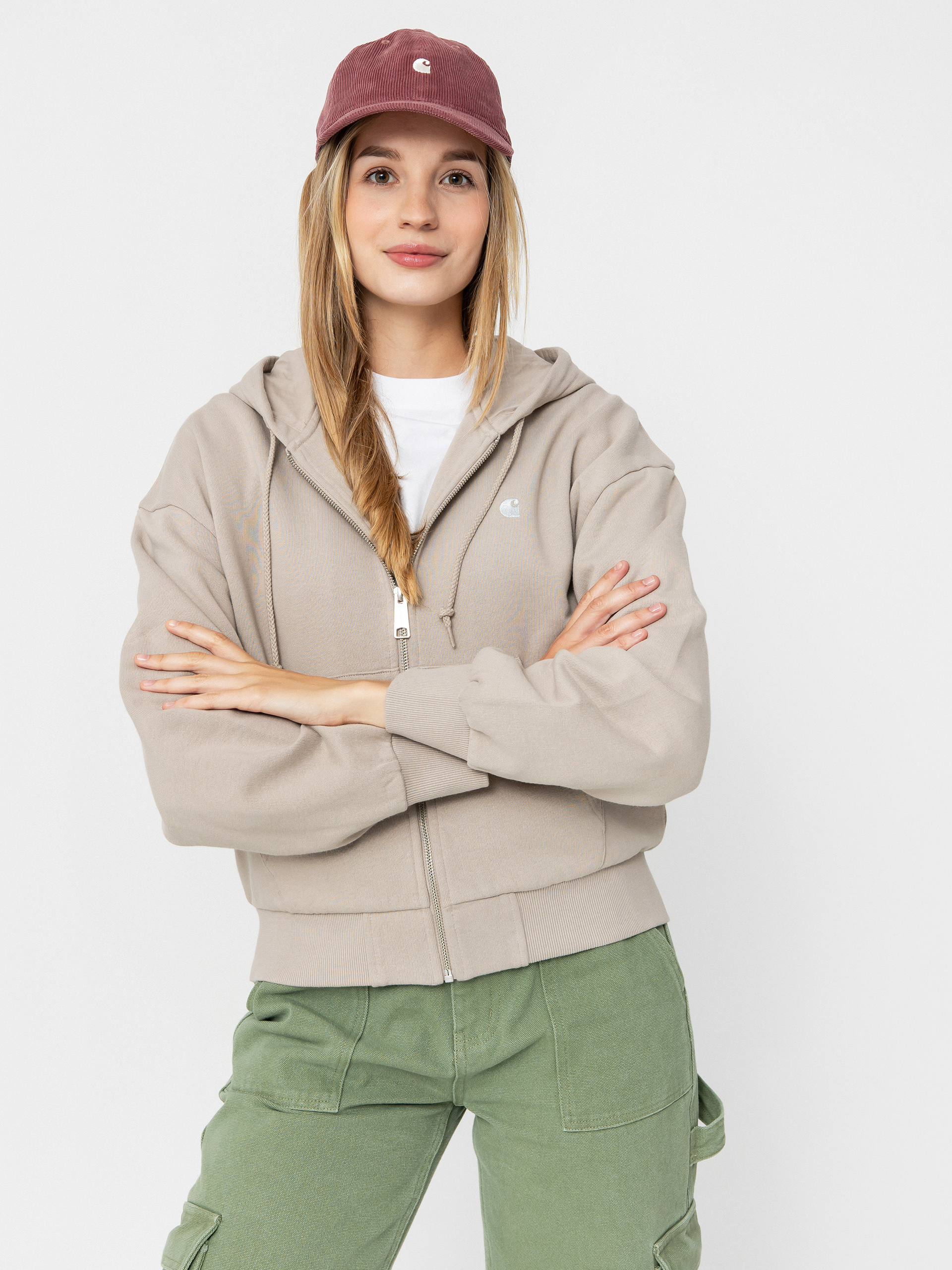 Mikina s kapucí Carhartt WIP Casey ZHD Wmn (dusky beige/silver)