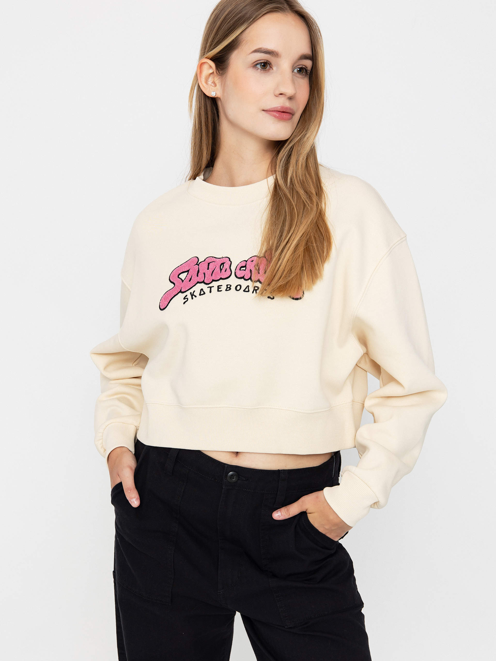 Mikina Santa Cruz Winkowski 8Baller Strip Crew Wmn (chalk)