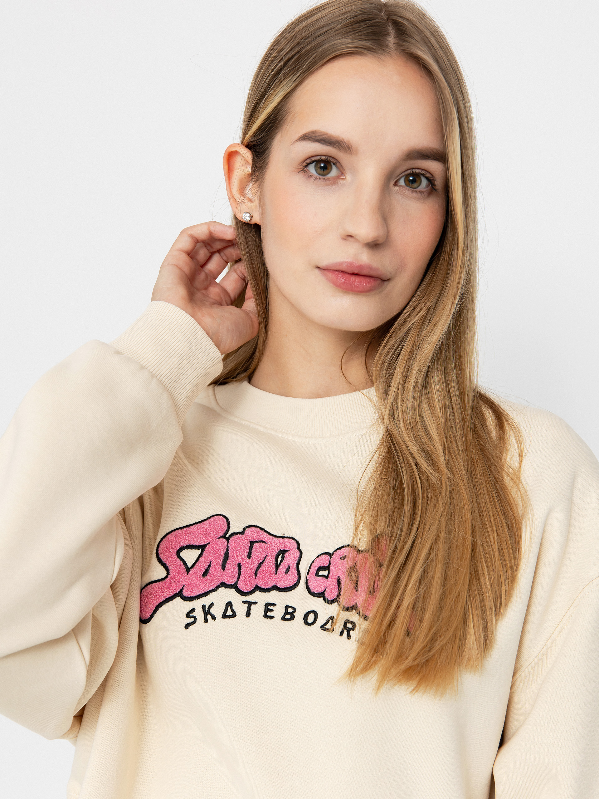 Mikina Santa Cruz Winkowski 8Baller Strip Crew Wmn (chalk)