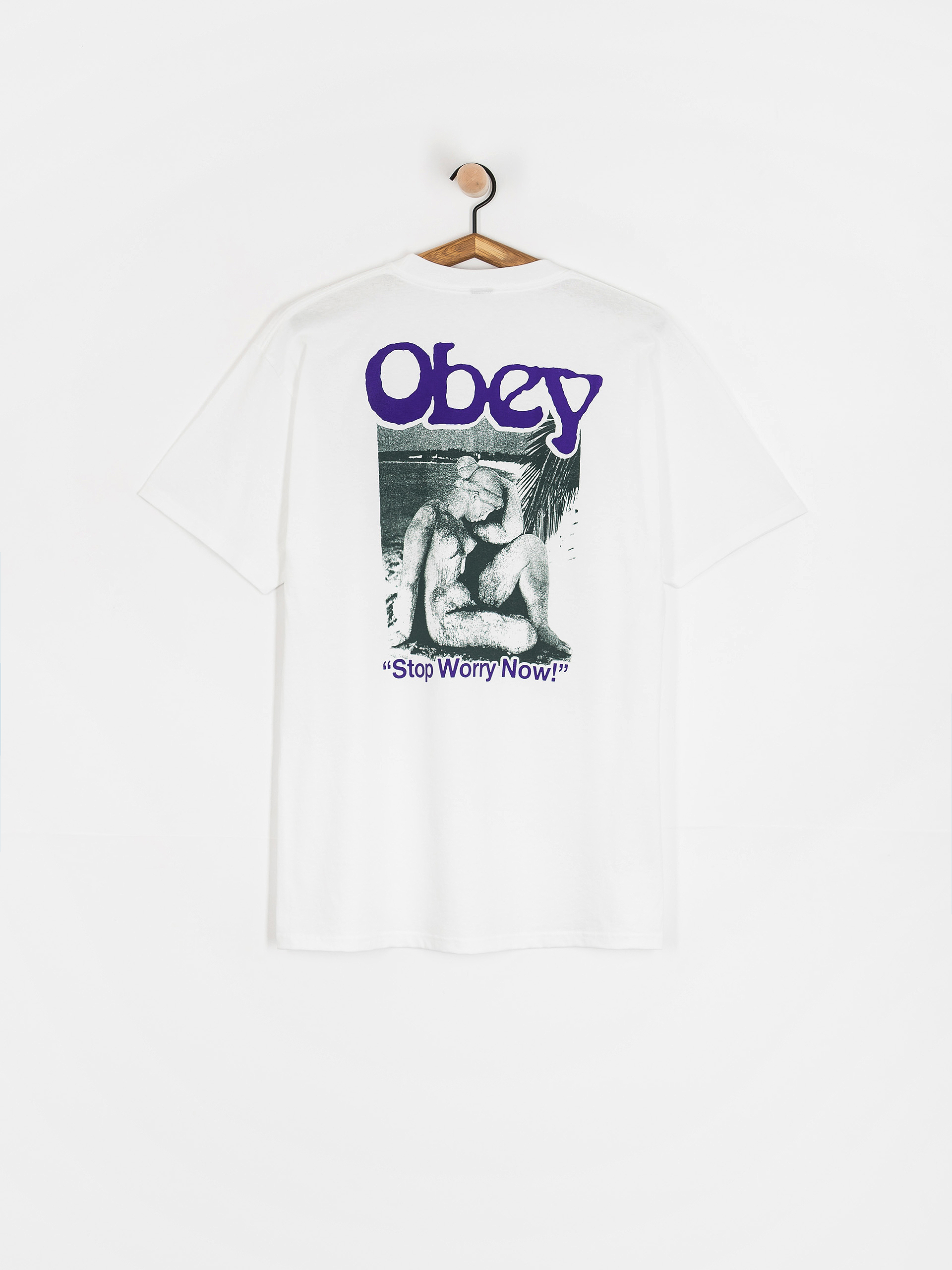 Tričko OBEY Stop Worry Now (white)