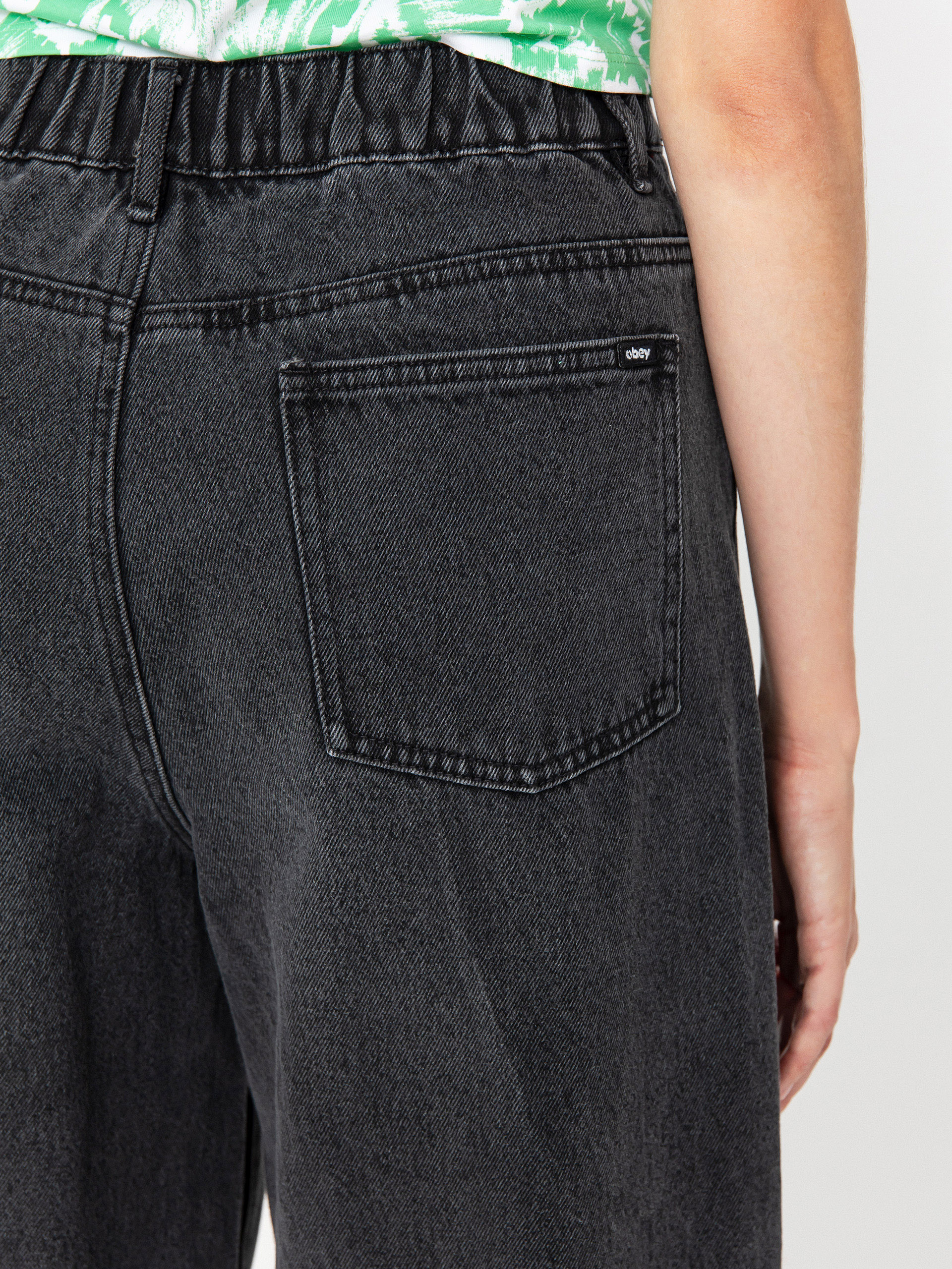 Kalhoty OBEY Leah III Baggy Denim Wmn (black ash)