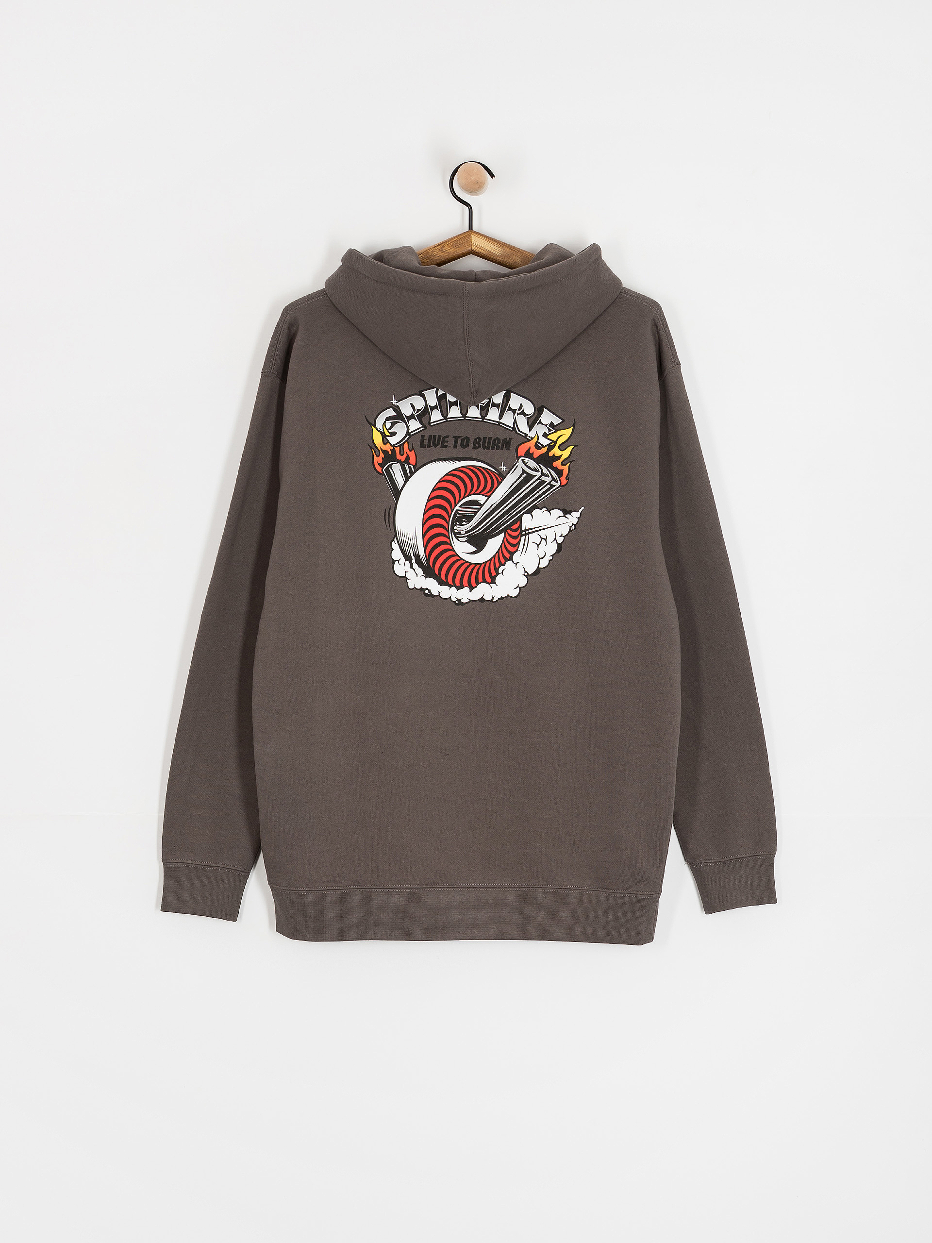 Mikina s kapucí Spitfire Burnout HD (charcoal solid w/multi color prints)