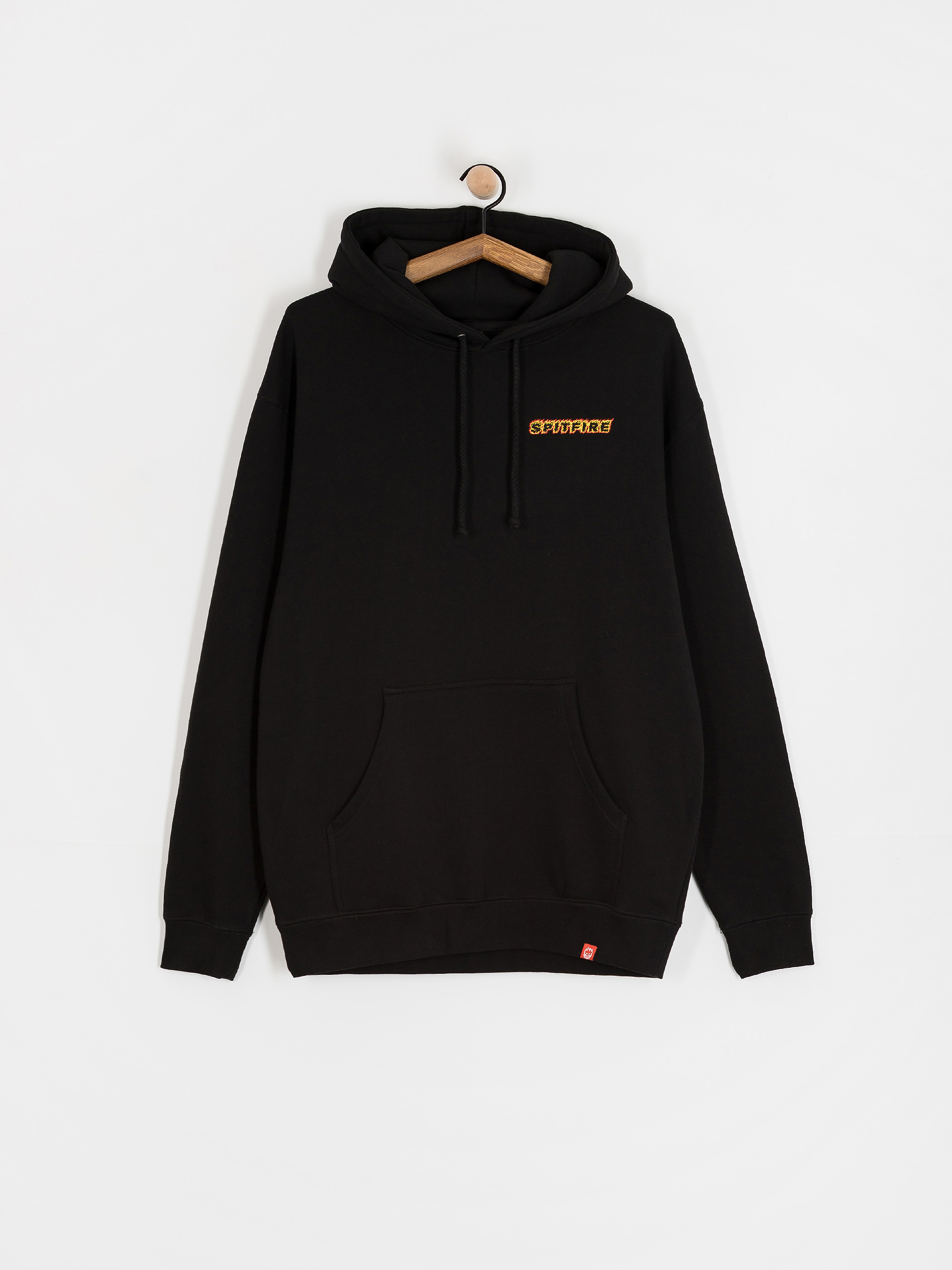 Mikina s kapucí Spitfire Og Classic Flame HD (black w/red&yellow prints)