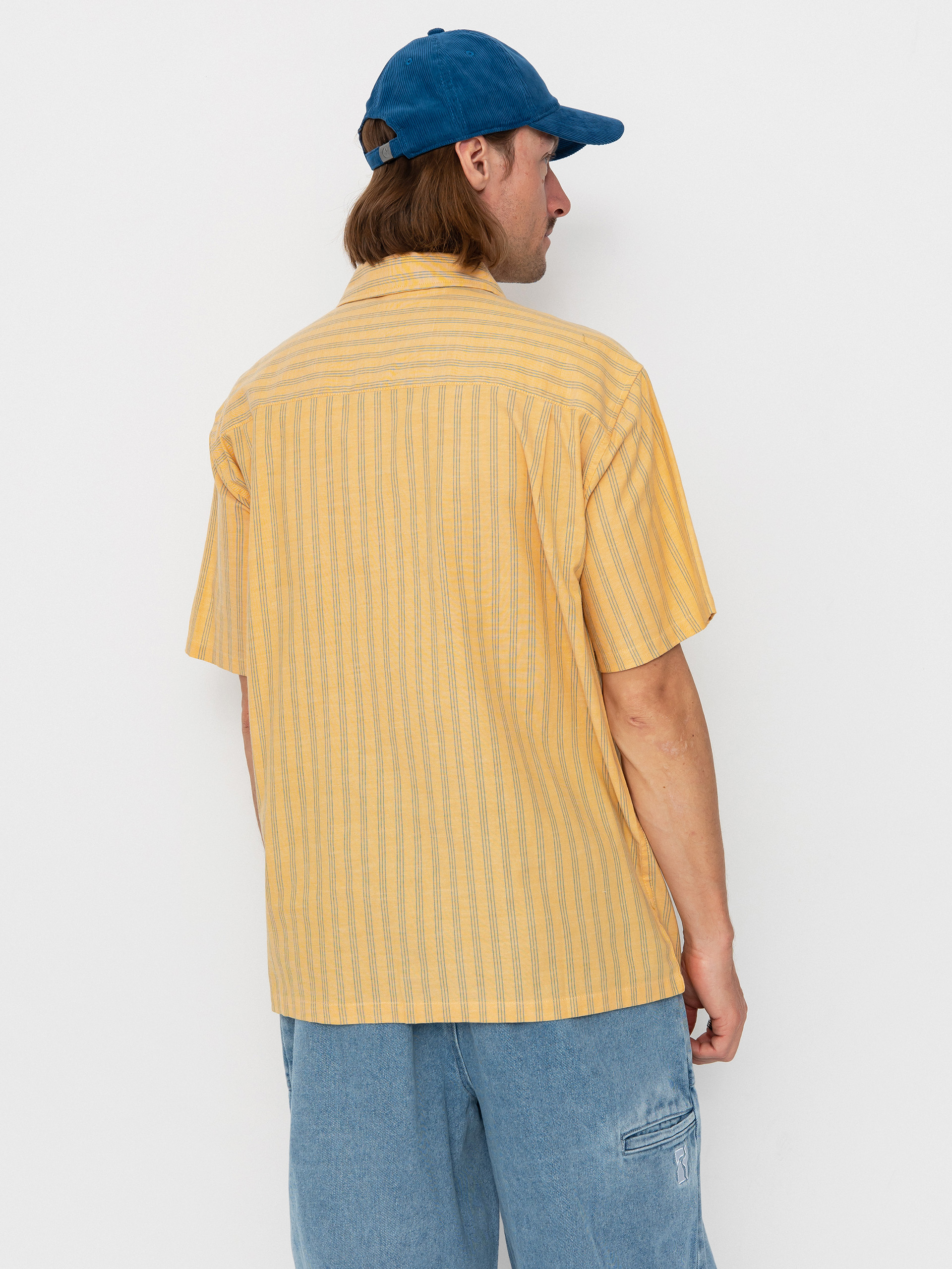 Košile Brixton Cru Oxford Stripe (curry/ivy green stripe)