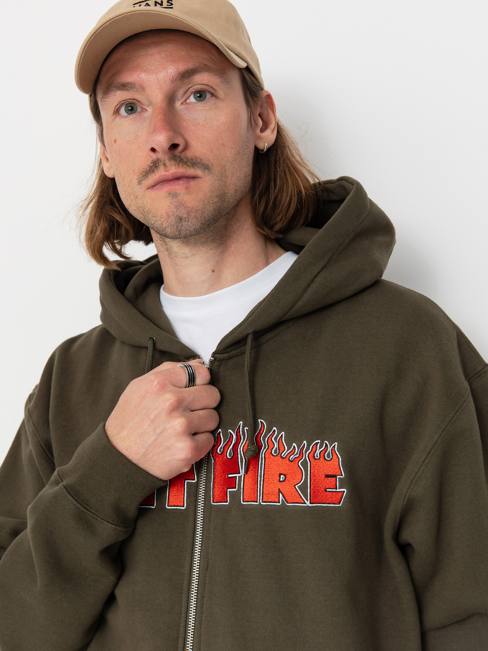 Mikina s kapucí Spitfire Demonseed Script Emb ZHD (olive)