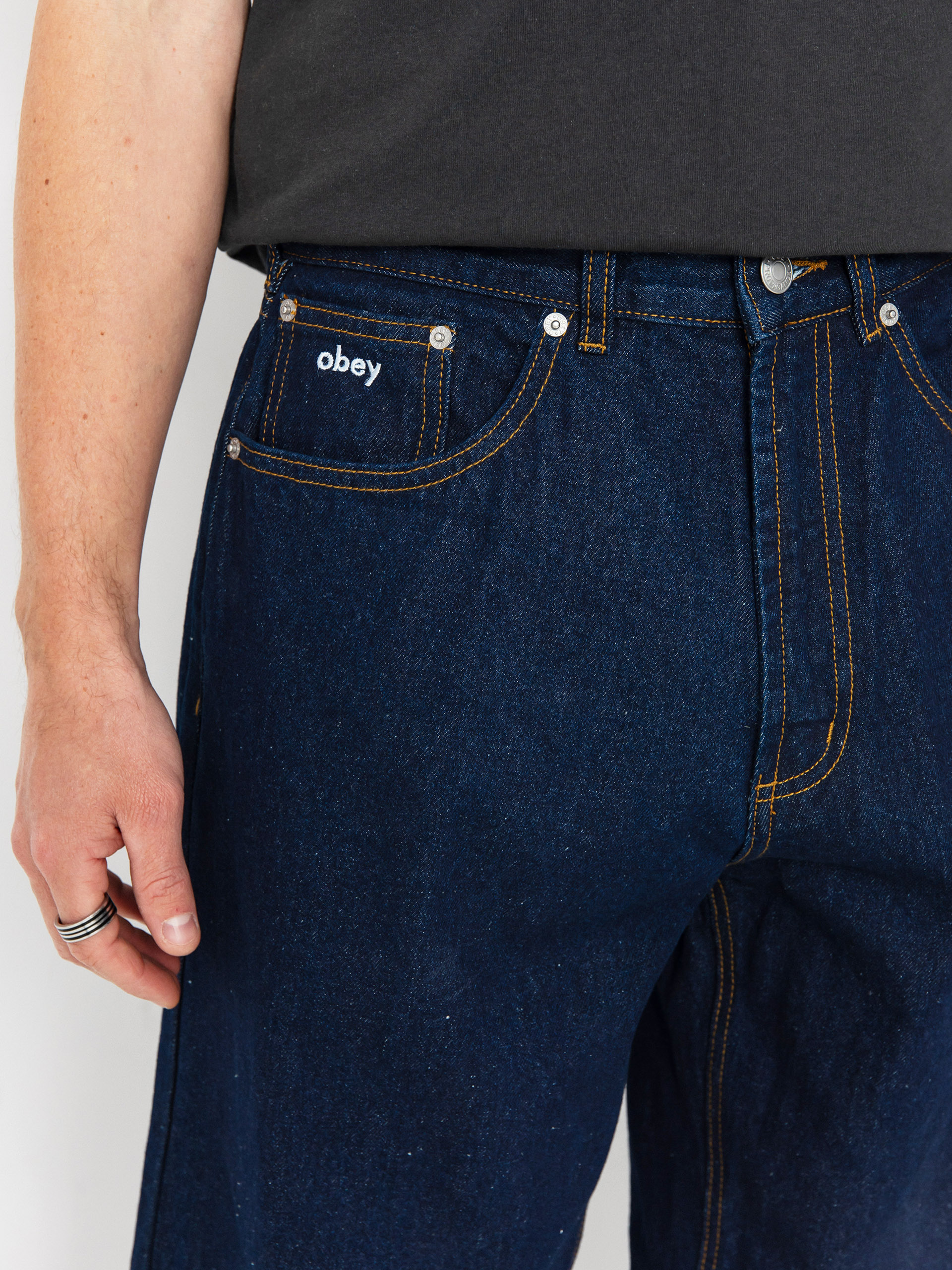 Kalhoty OBEY Bigwig Baggy Denim (rinse indigo)