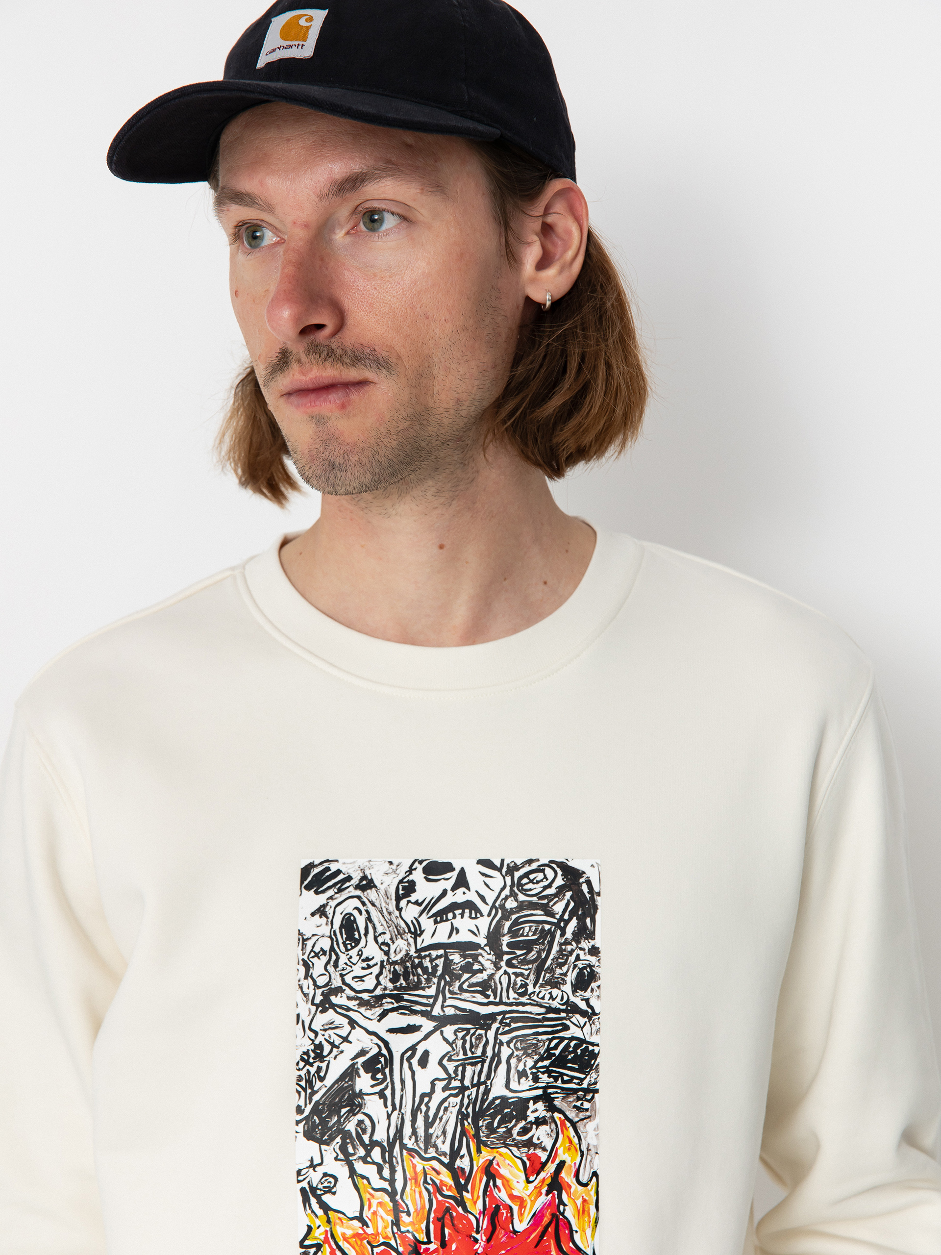 Mikina Poetic Collective Burning Skull (ivory)