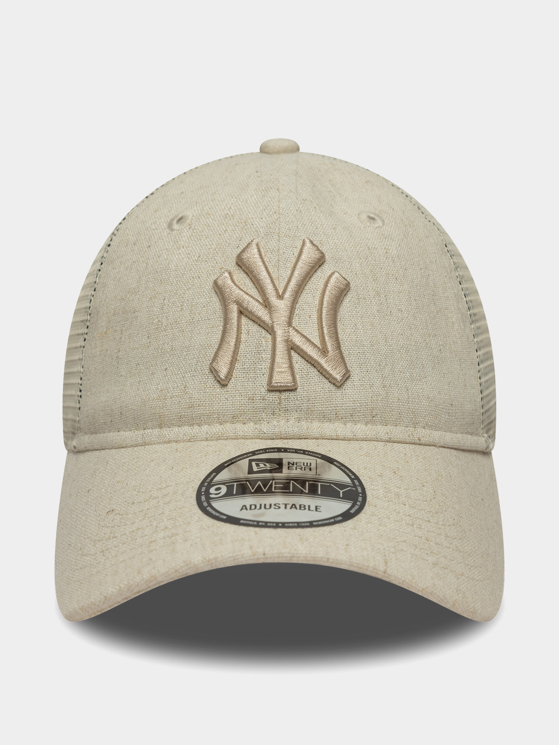 Kšiltovka  New Era Linen 9Twenty Trucker New York Yankees (stone)