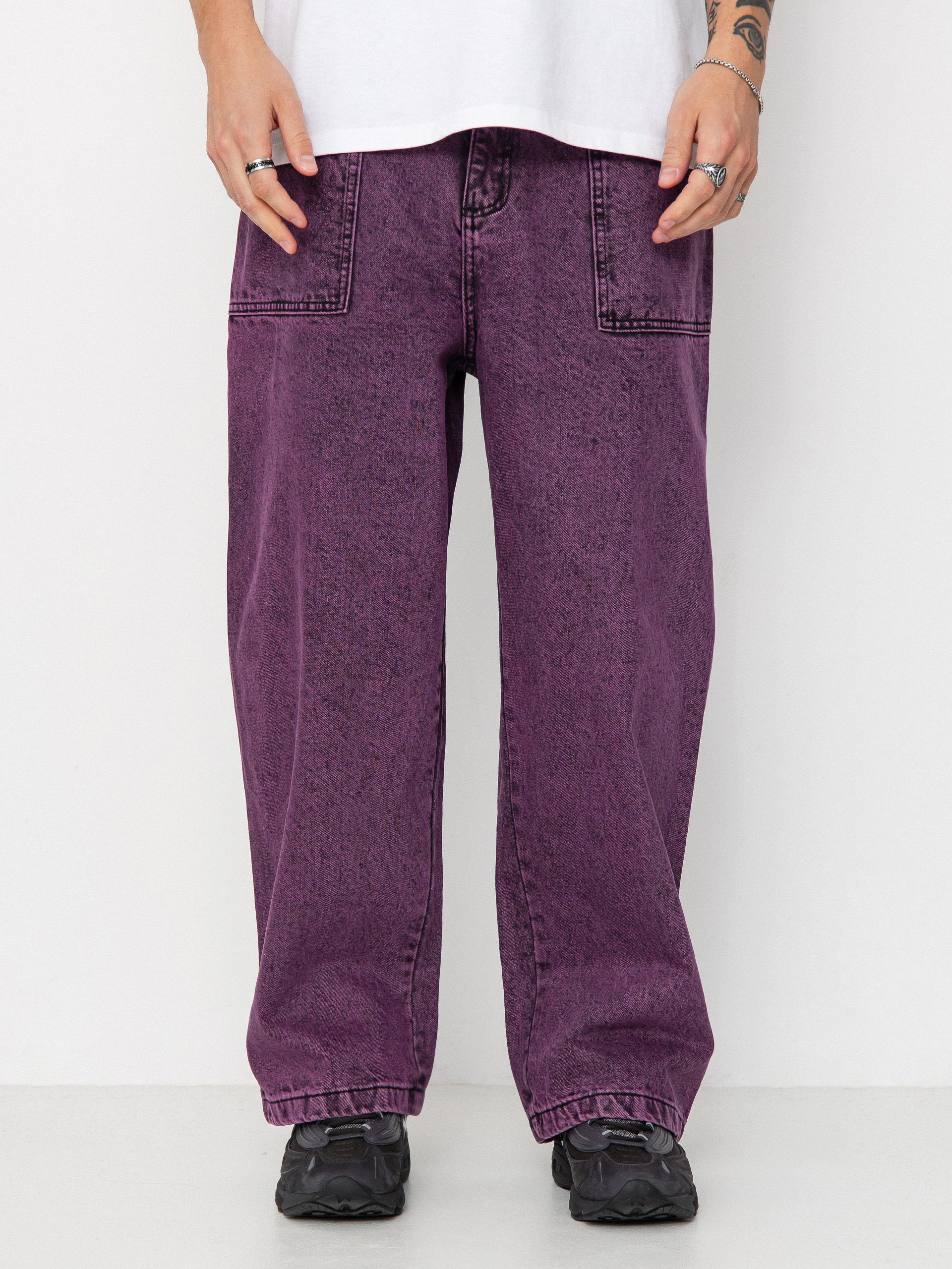 Kalhoty Poetic Collective Painter (purple acid wash denim)
