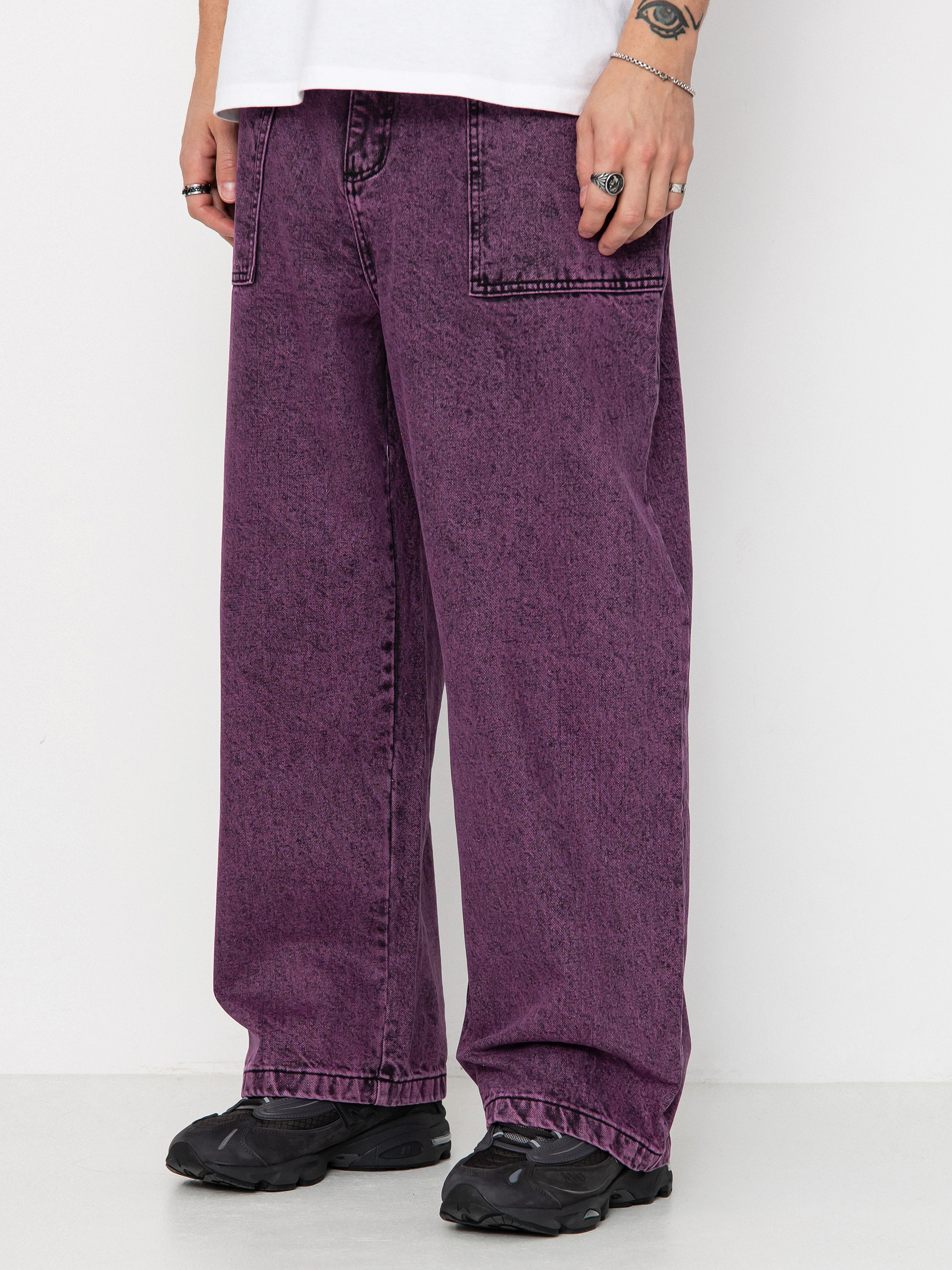 Kalhoty Poetic Collective Painter (purple acid wash denim)