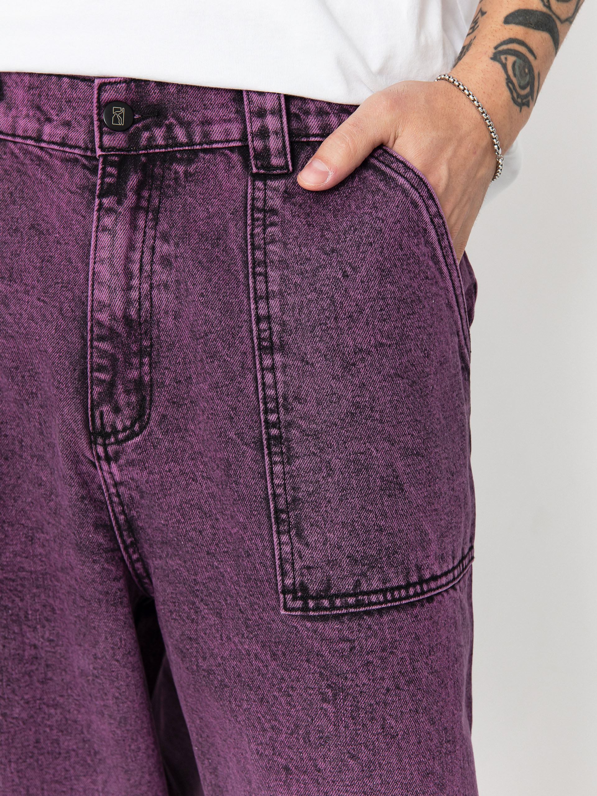 Kalhoty Poetic Collective Painter (purple acid wash denim)