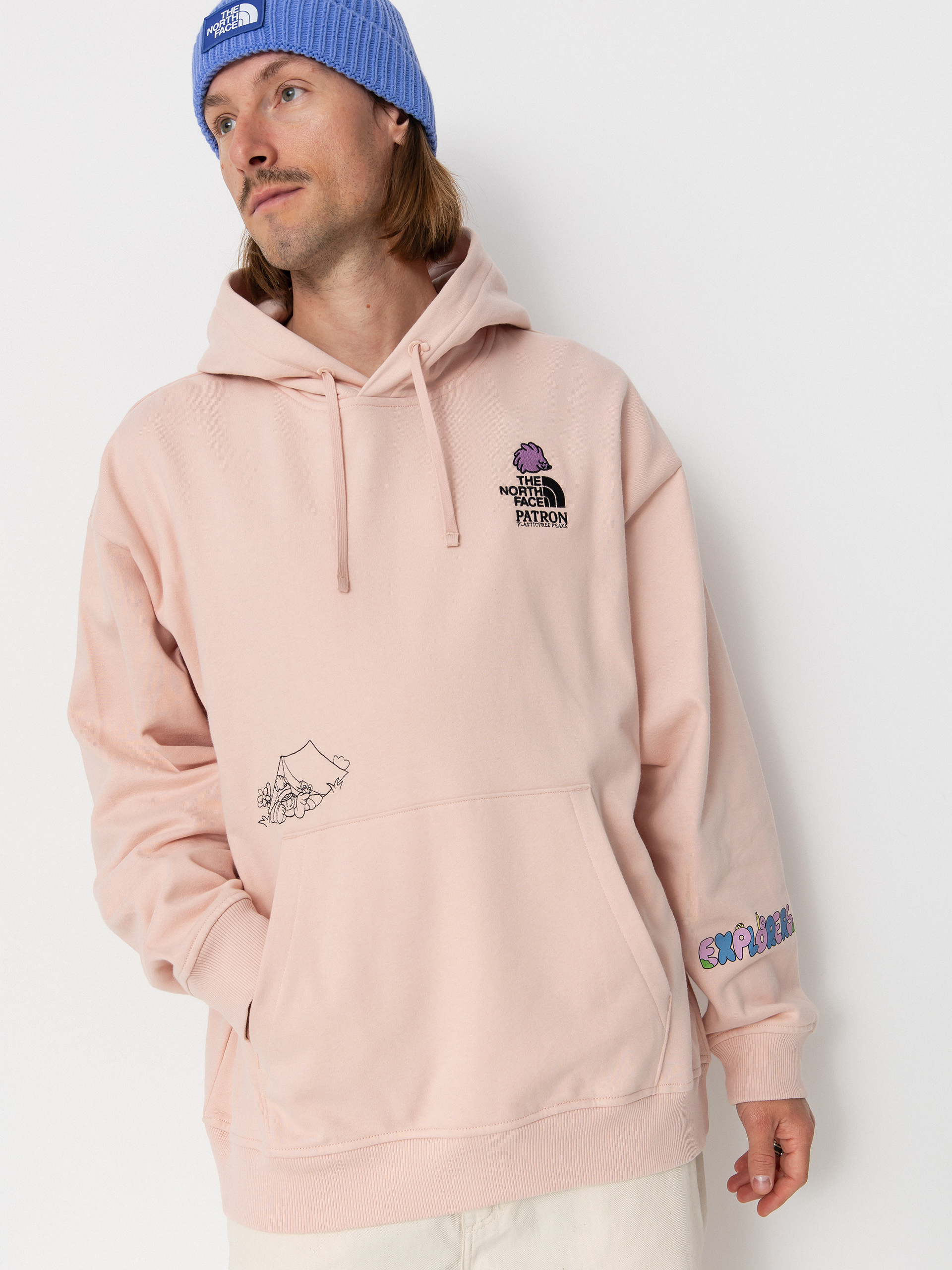 Mikina s kapucí The North Face Mountain Cleanup Oversized HD (pink moss)
