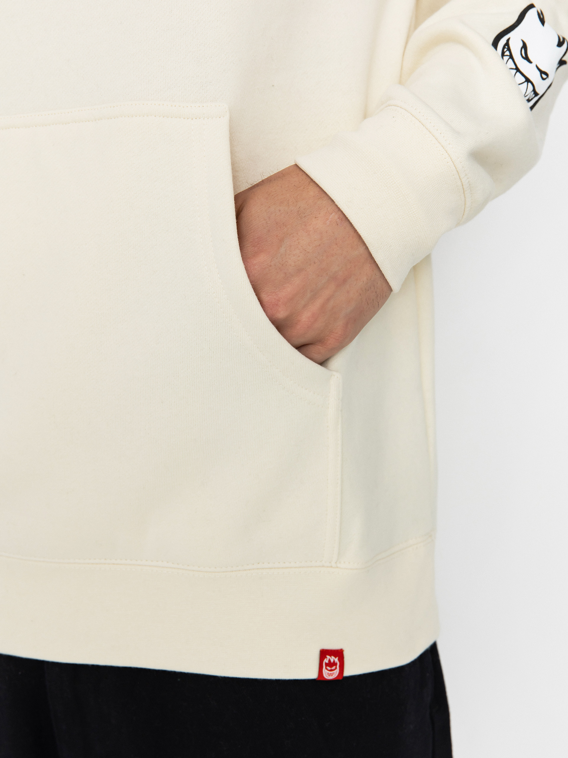 Mikina s kapucí Spitfire Classic 87 Bighead Fill Sleeve HD (bone w/black&white prints)