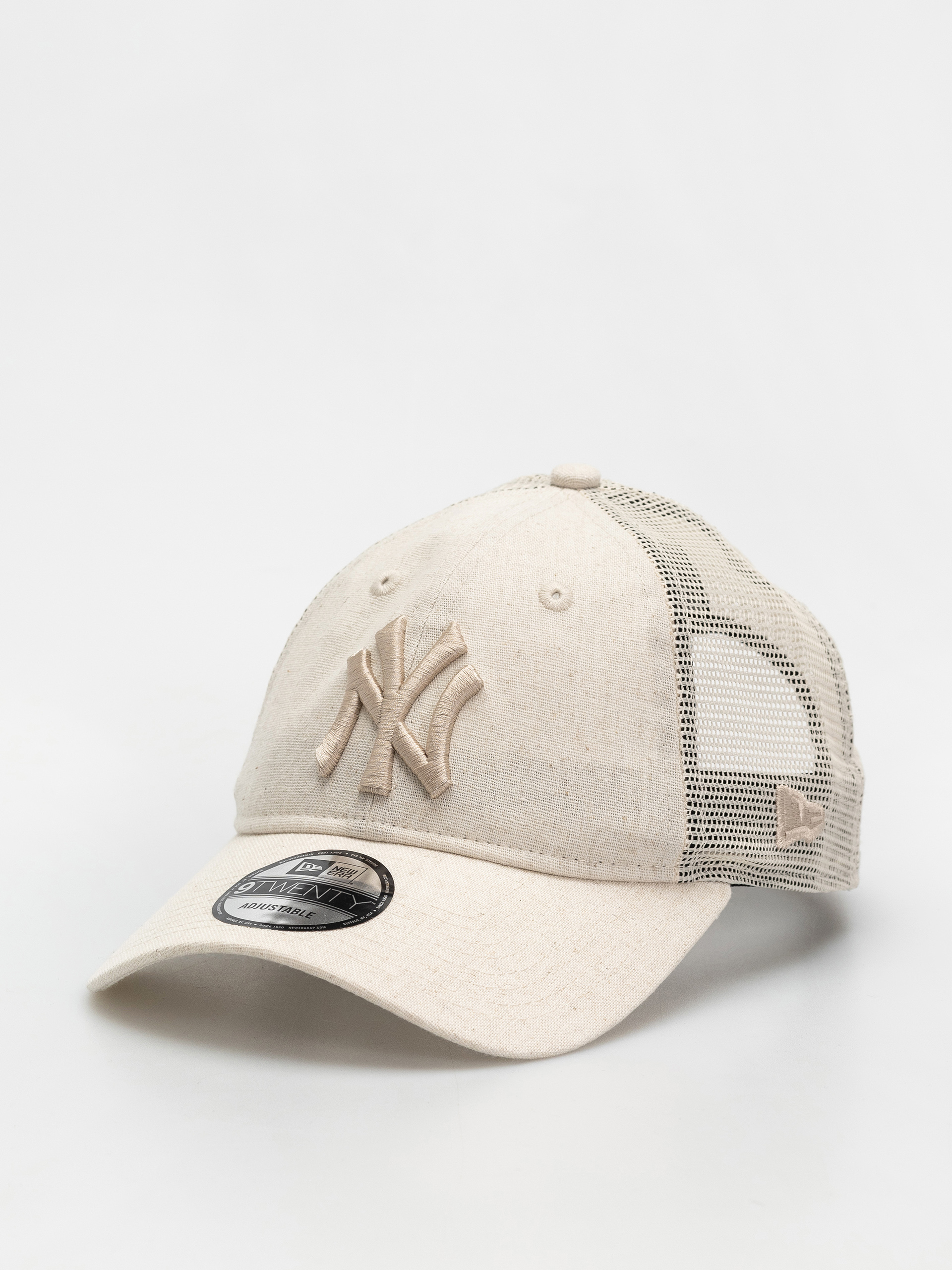 Kšiltovka  New Era Linen 9Twenty Trucker New York Yankees (stone)