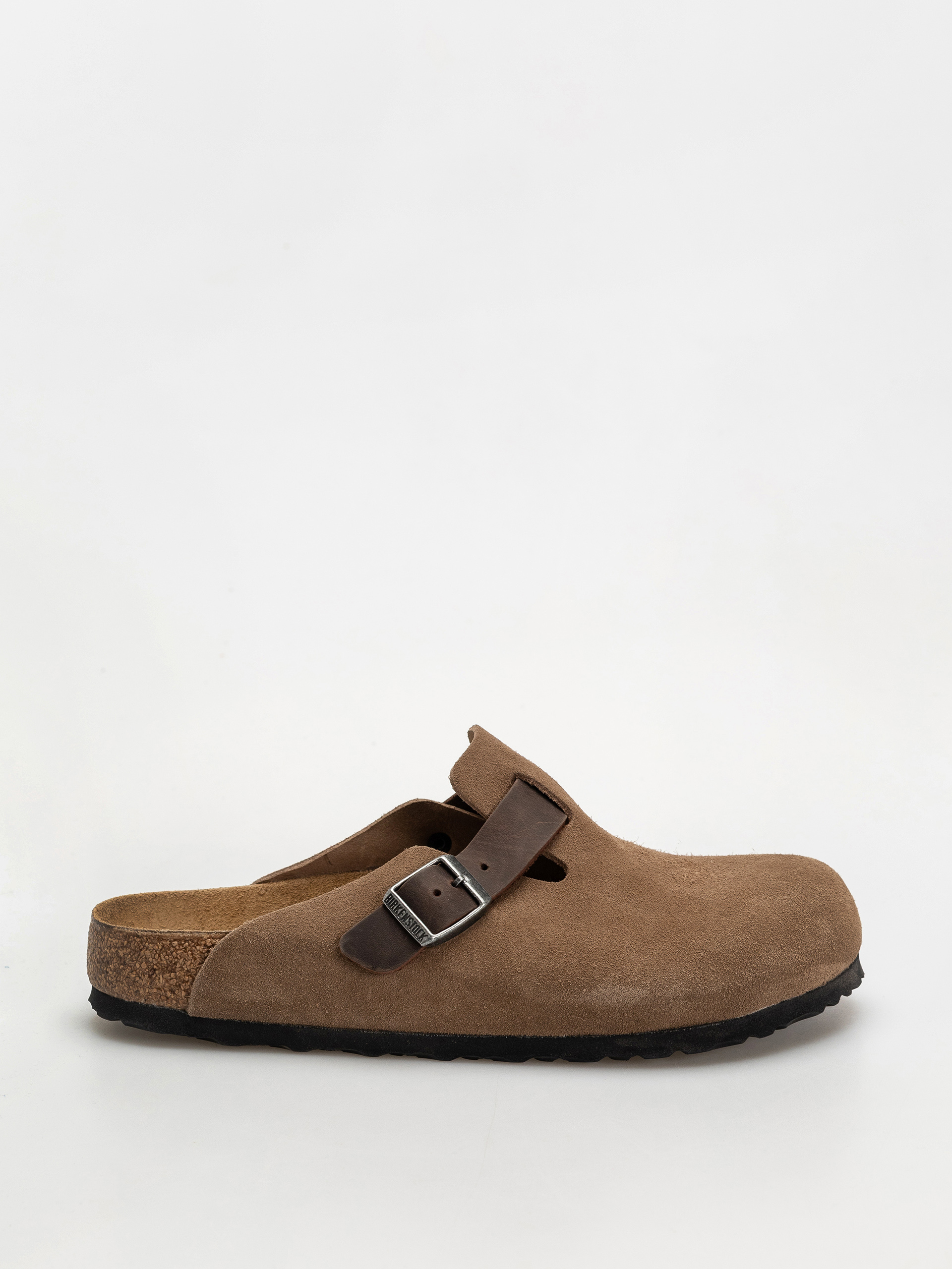 Plážovky Birkenstock Boston Suede & Oiled Leather Regular (dark tea)