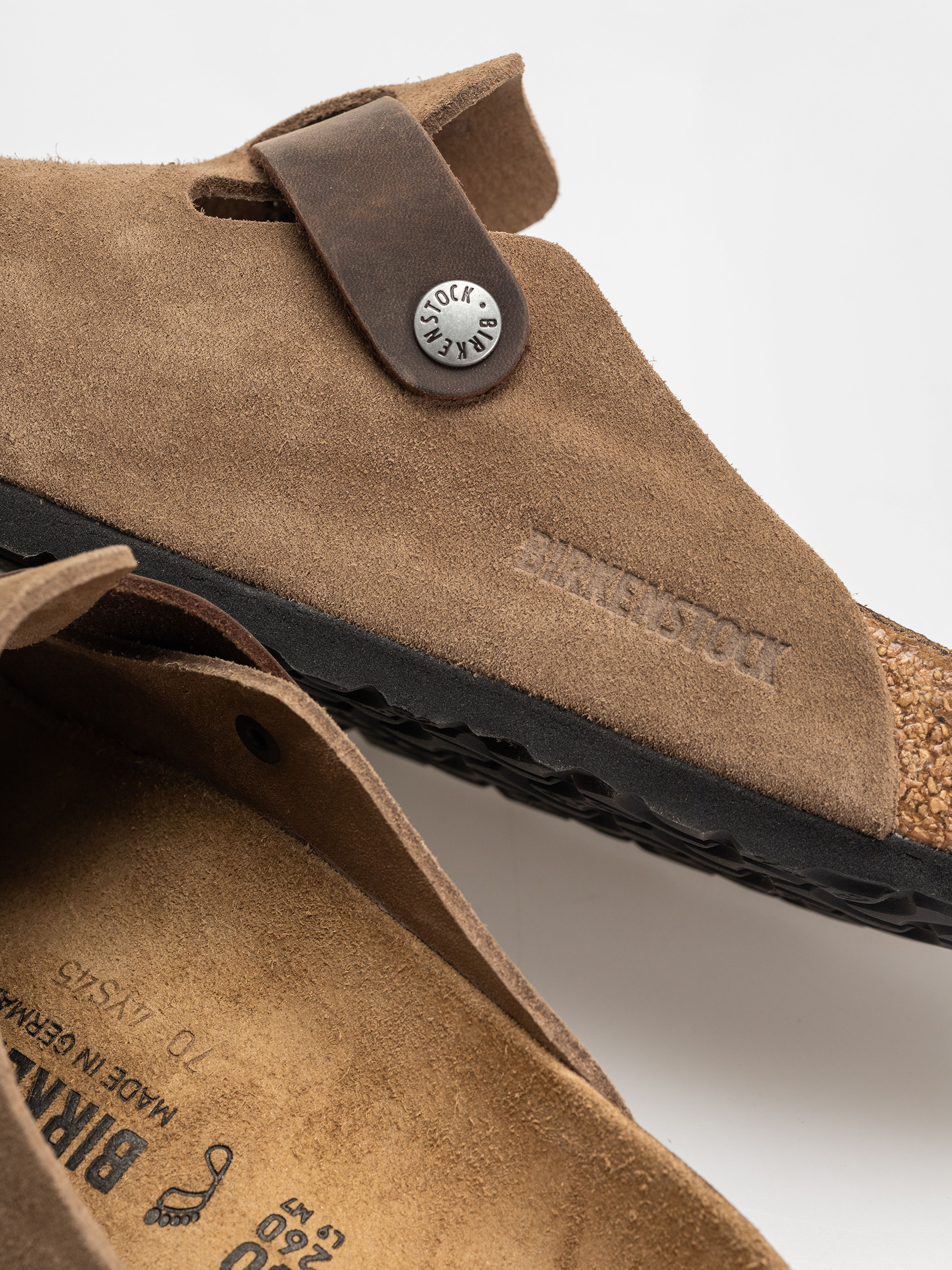 Plážovky Birkenstock Boston Suede & Oiled Leather Regular (dark tea)