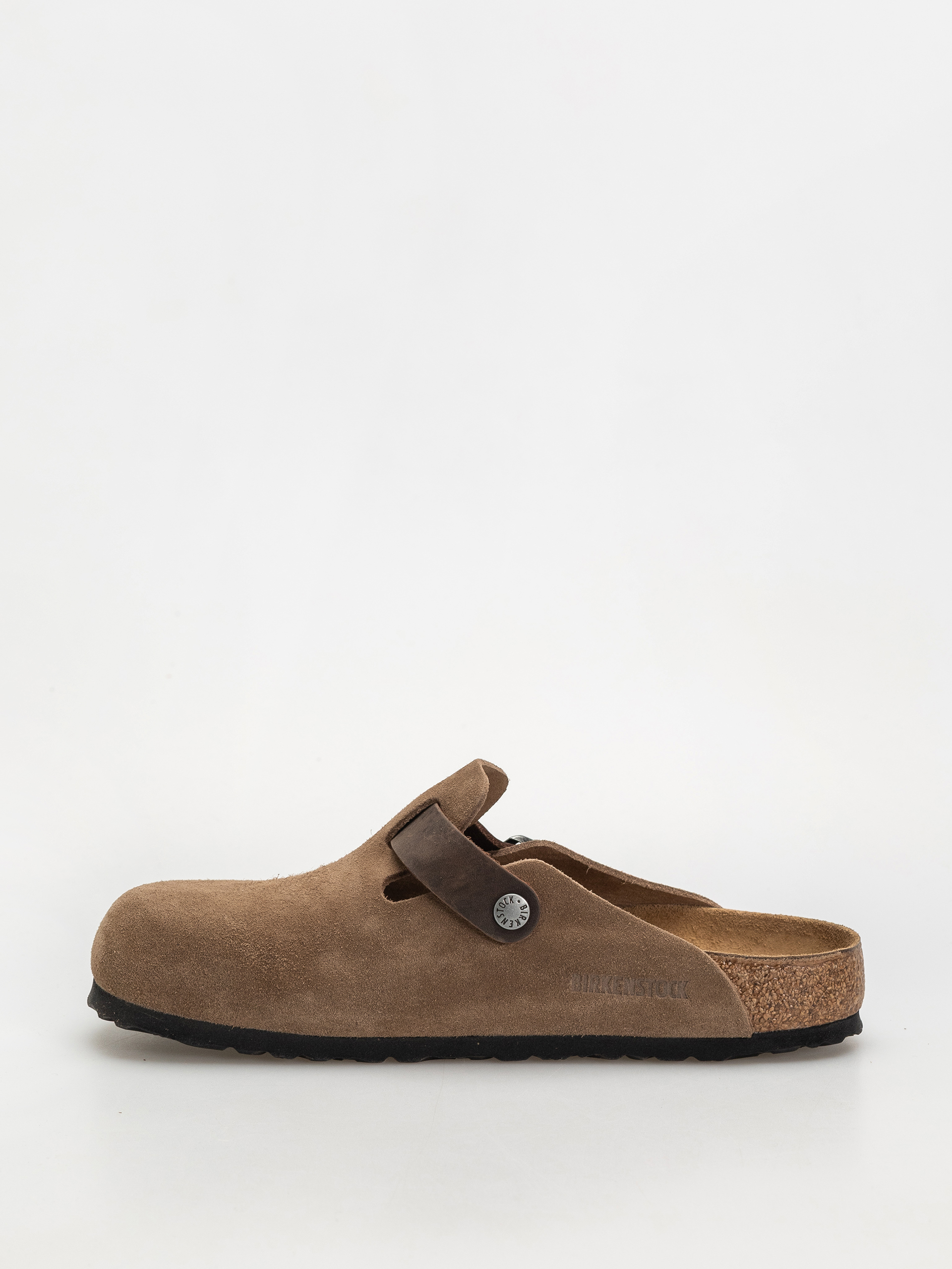 Plážovky Birkenstock Boston Suede & Oiled Leather Regular (dark tea)
