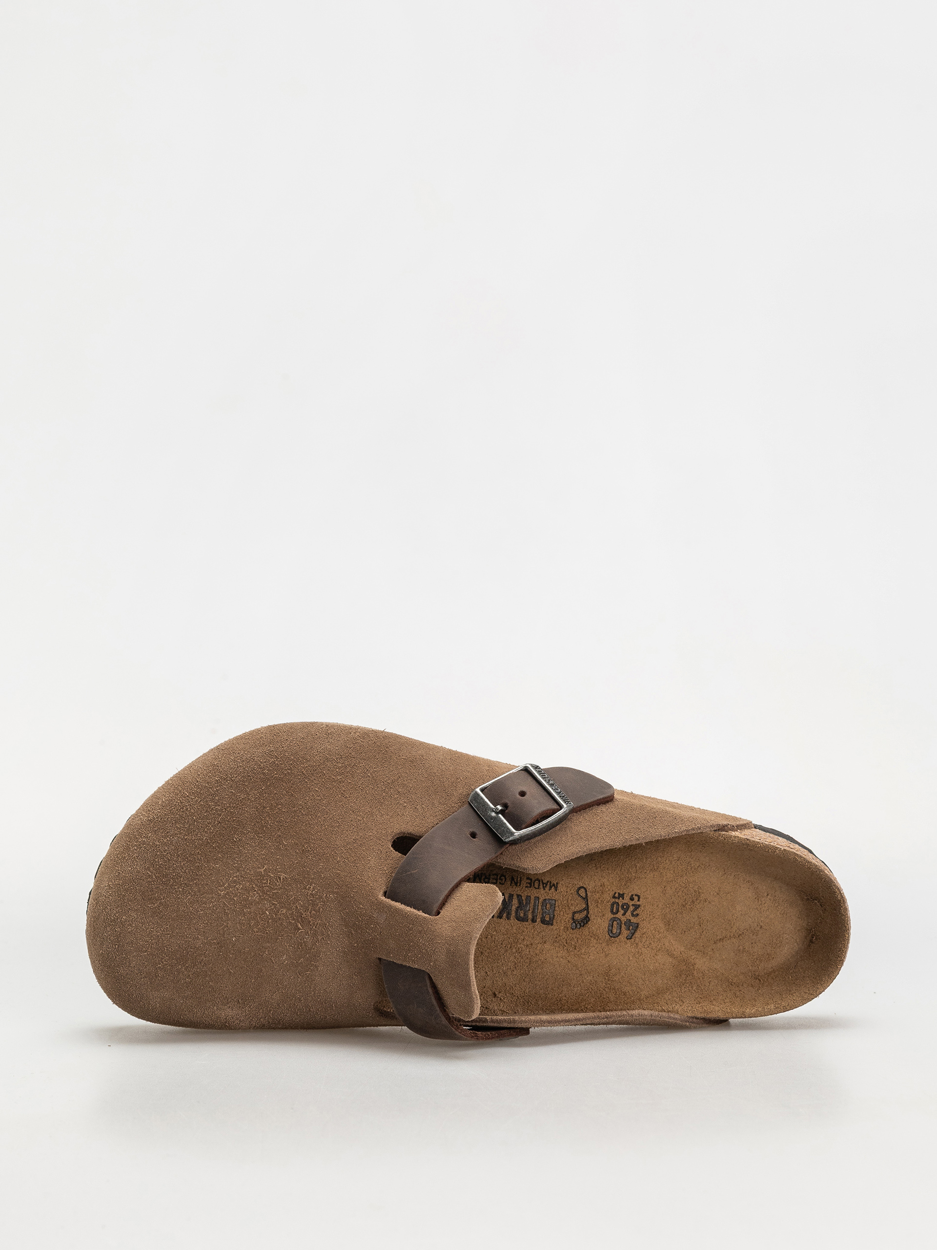 Plážovky Birkenstock Boston Suede & Oiled Leather Regular (dark tea)