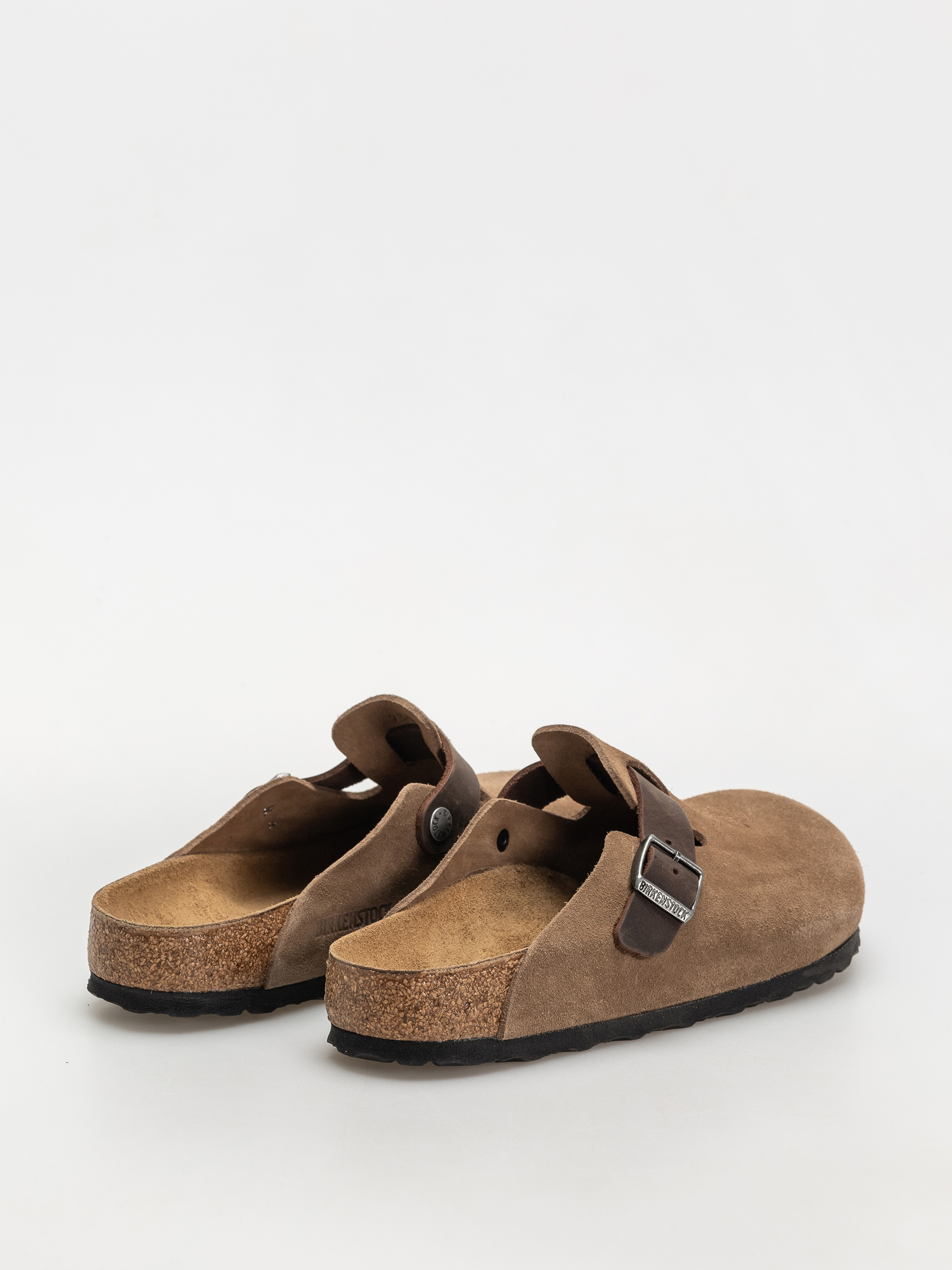 Plážovky Birkenstock Boston Suede & Oiled Leather Regular (dark tea)
