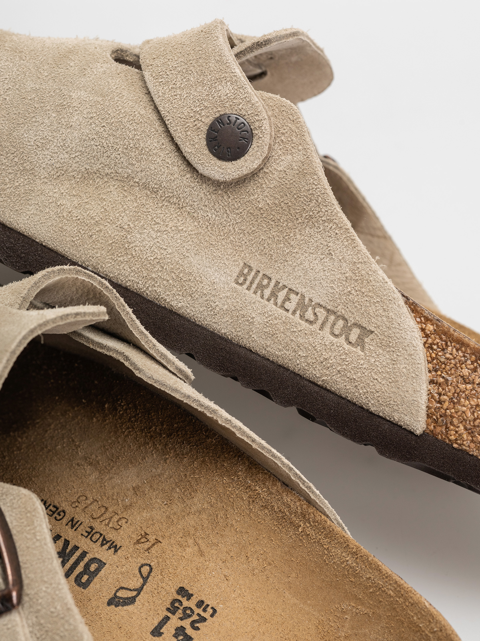 Plážovky Birkenstock Boston Suede Leather Regular (taupe)