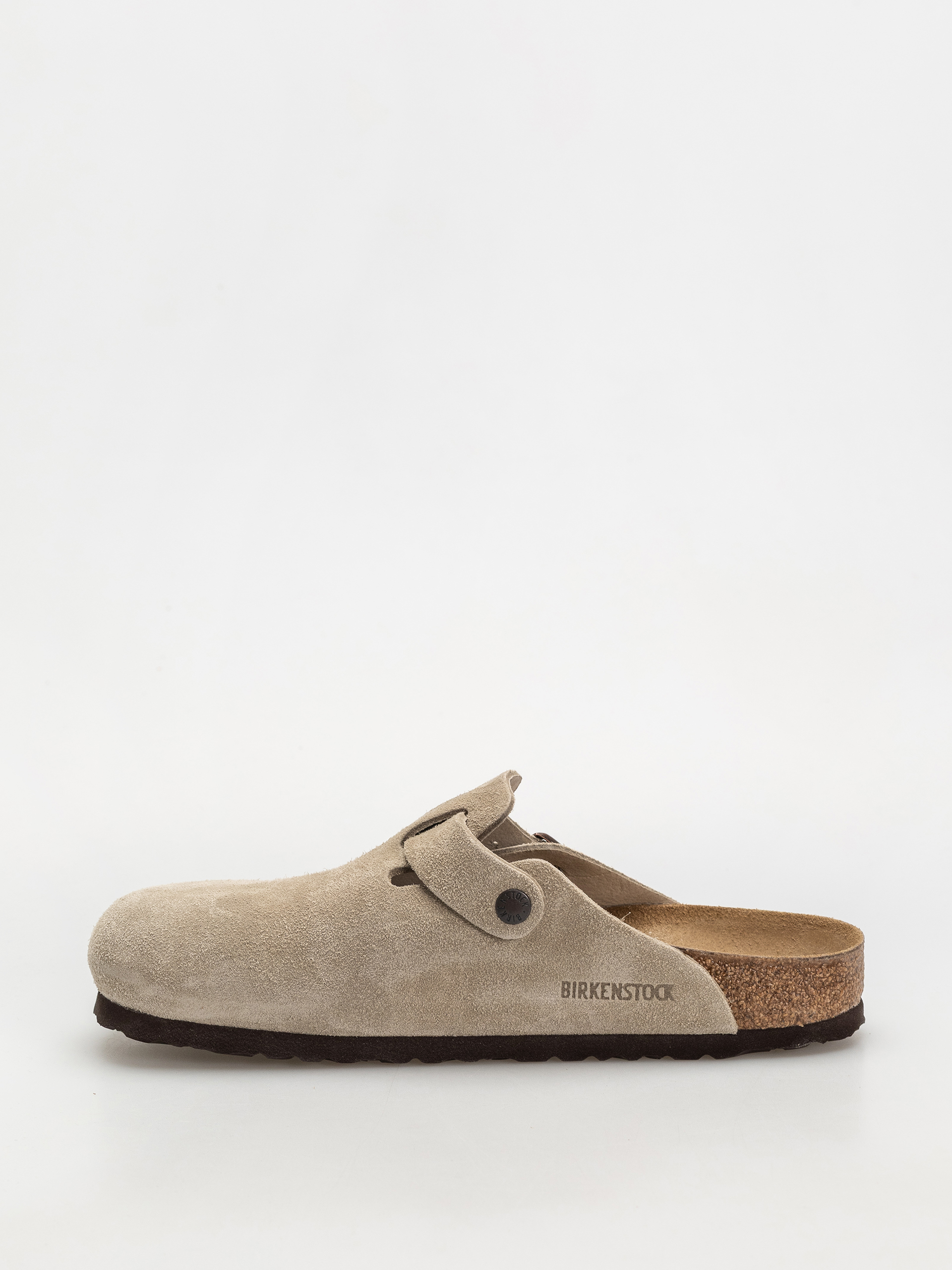 Plážovky Birkenstock Boston Suede Leather Regular (taupe)