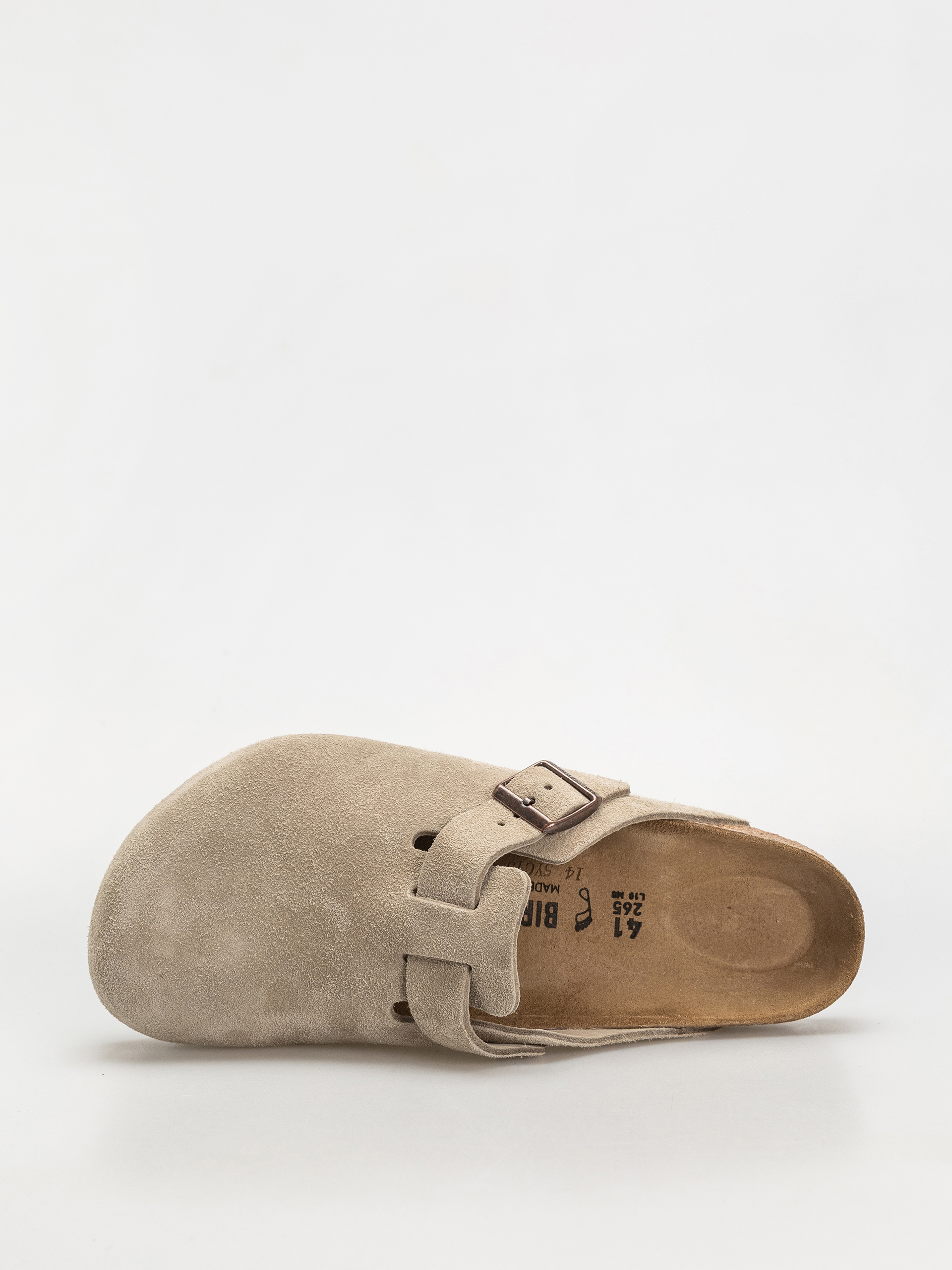 Plážovky Birkenstock Boston Suede Leather Regular (taupe)