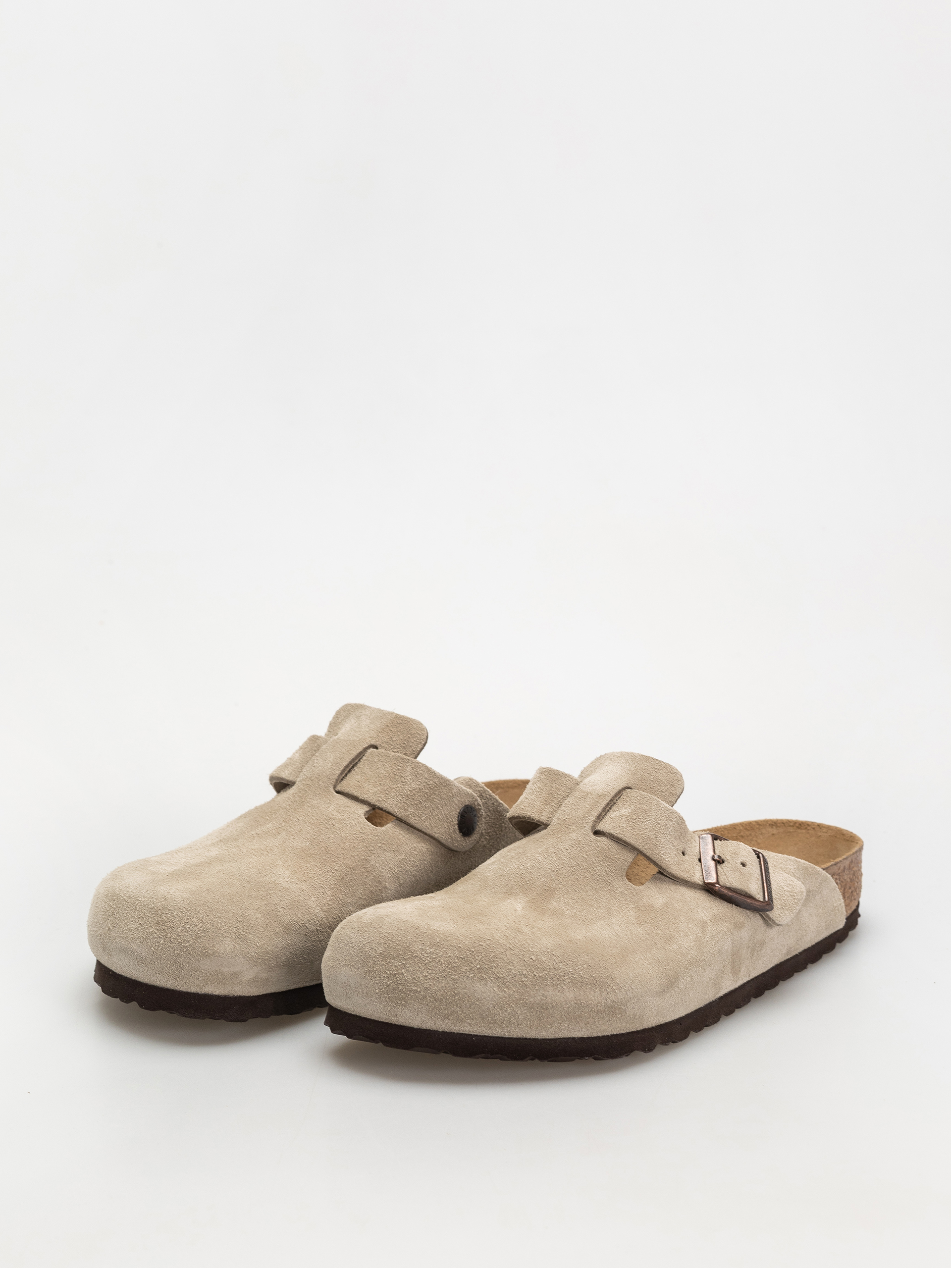 Plážovky Birkenstock Boston Suede Leather Regular (taupe)