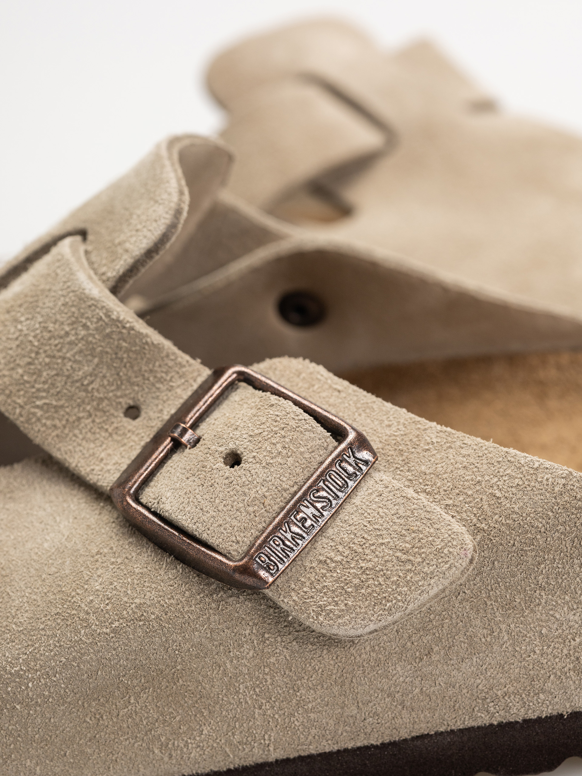 Plážovky Birkenstock Boston Suede Leather Regular (taupe)