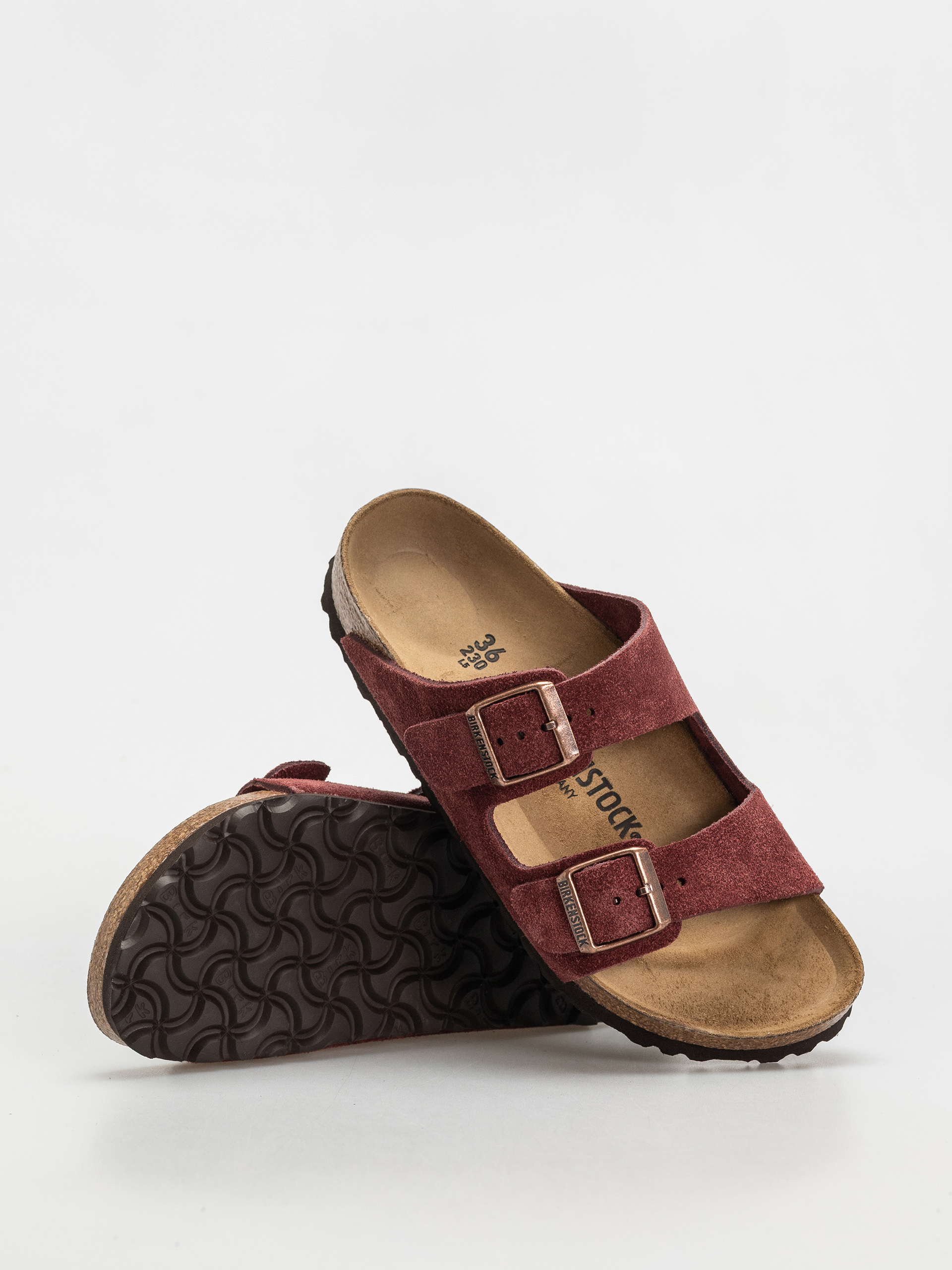 Plážovky Birkenstock Arizona Suede Leather Narrow Wmn (zinfandel)