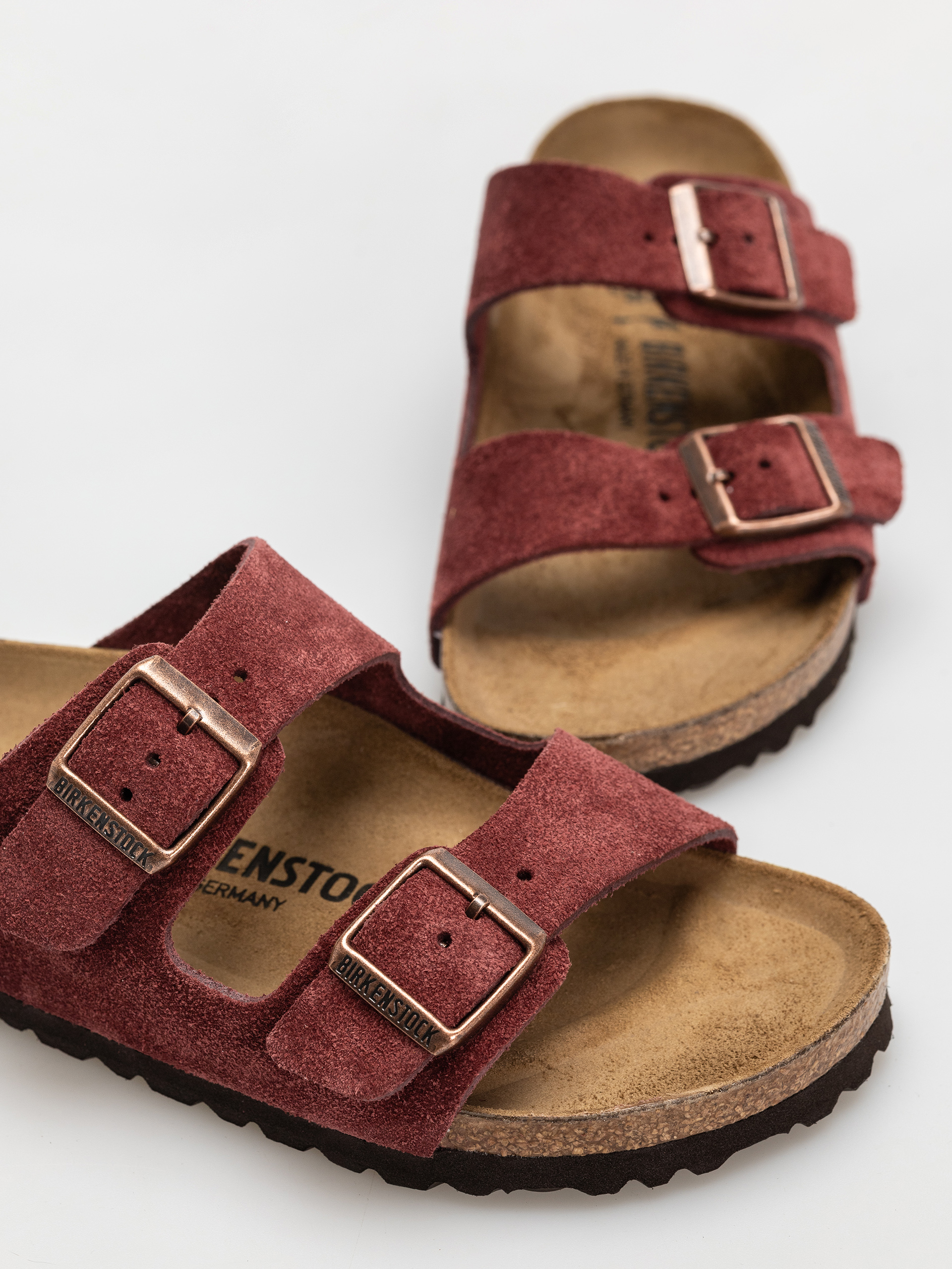 Plážovky Birkenstock Arizona Suede Leather Narrow Wmn (zinfandel)