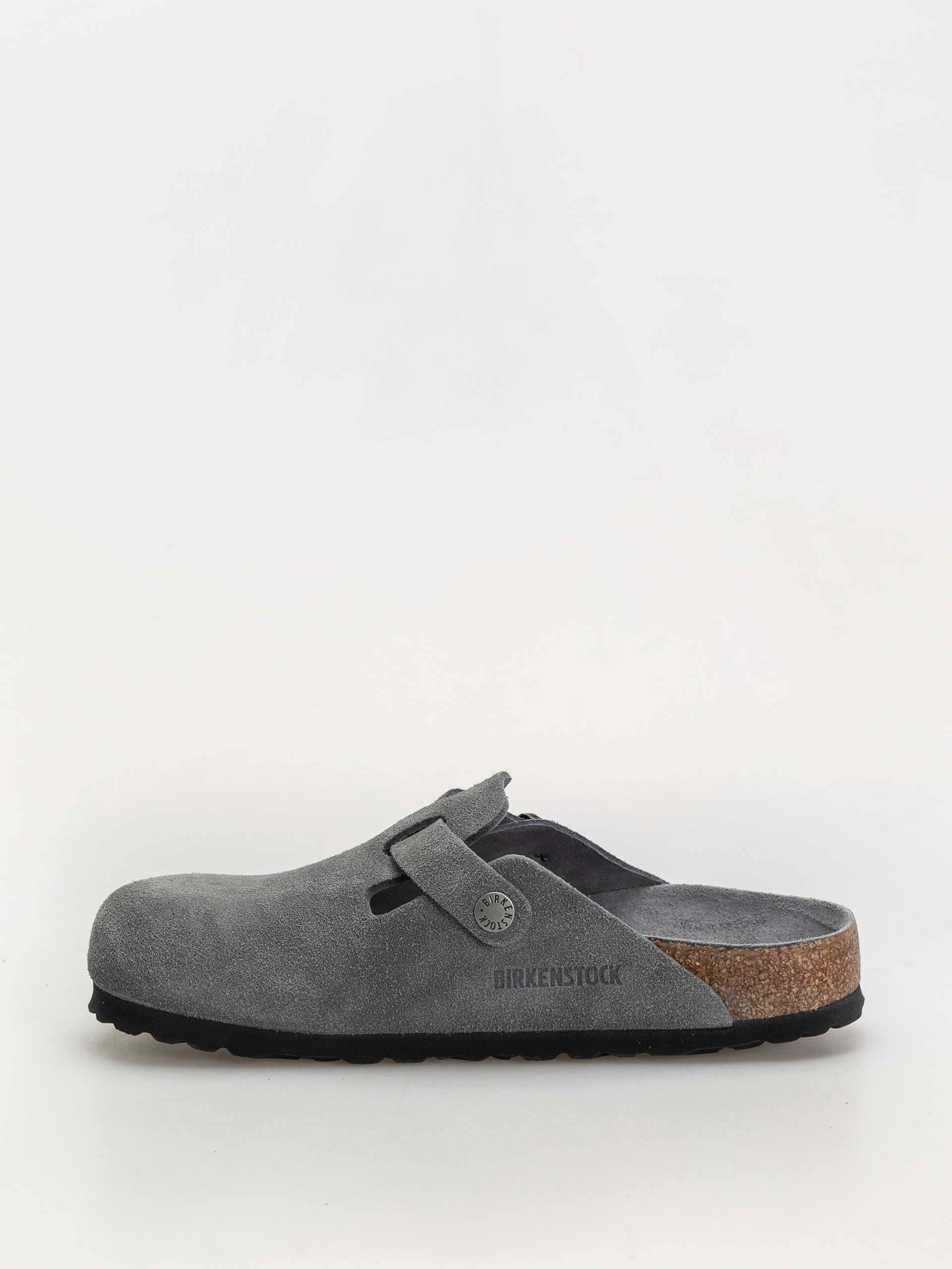 Plážovky Birkenstock Boston SFB Suede Leather Narrow Wmn (basalt gray)