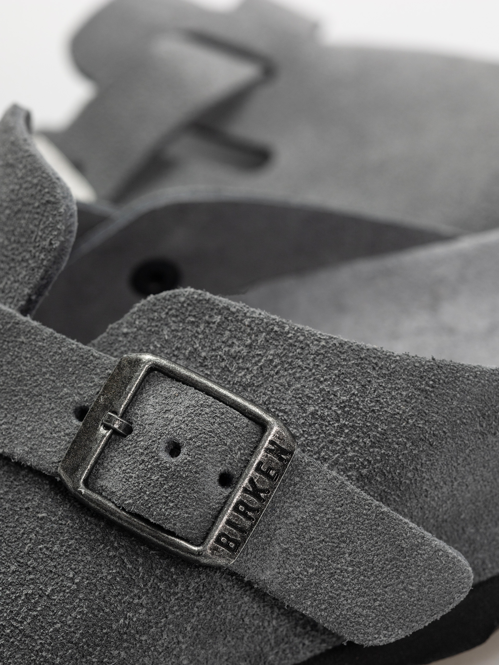 Plážovky Birkenstock Boston SFB Suede Leather Narrow Wmn (basalt gray)