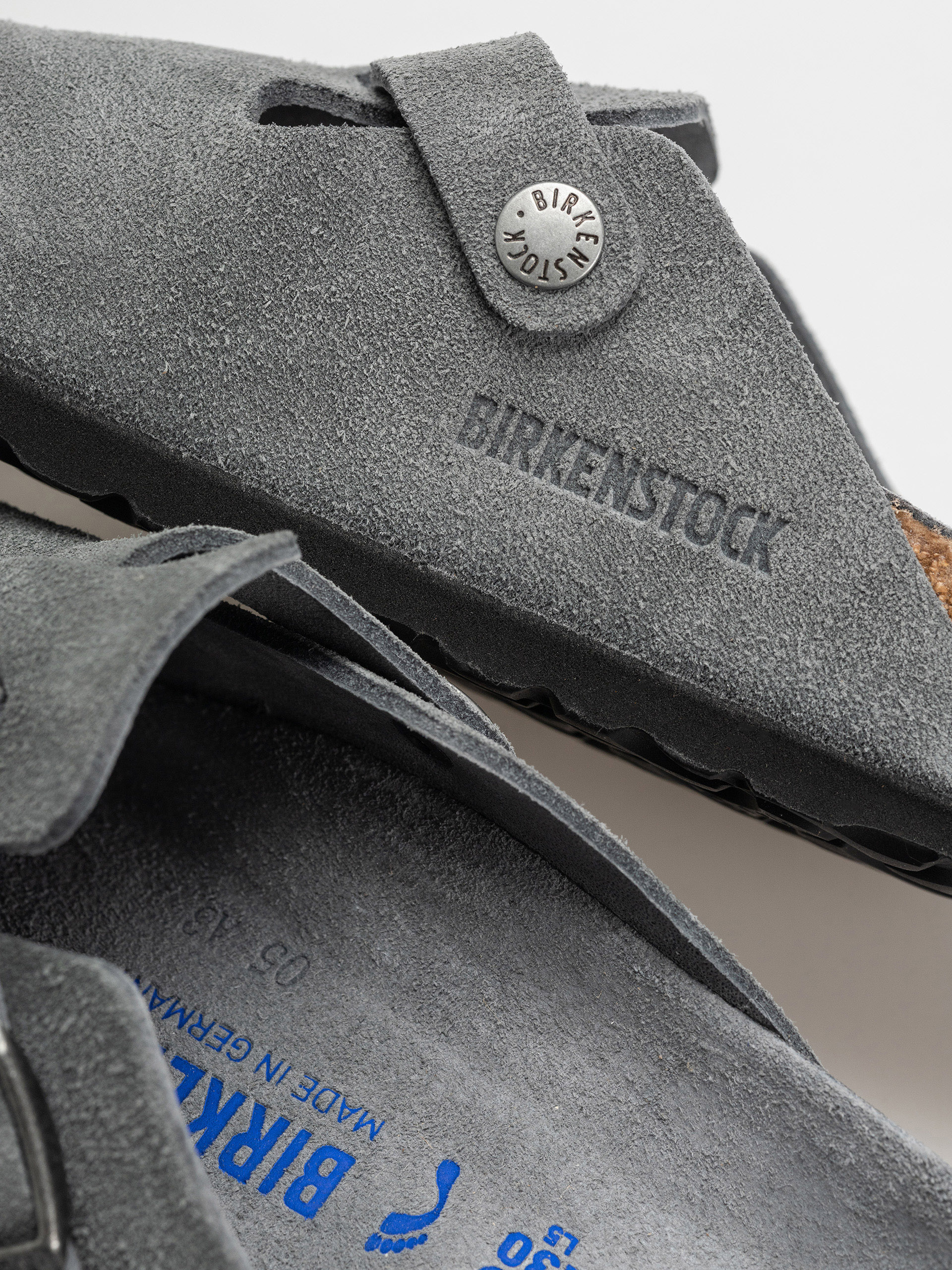 Plážovky Birkenstock Boston SFB Suede Leather Narrow Wmn (basalt gray)