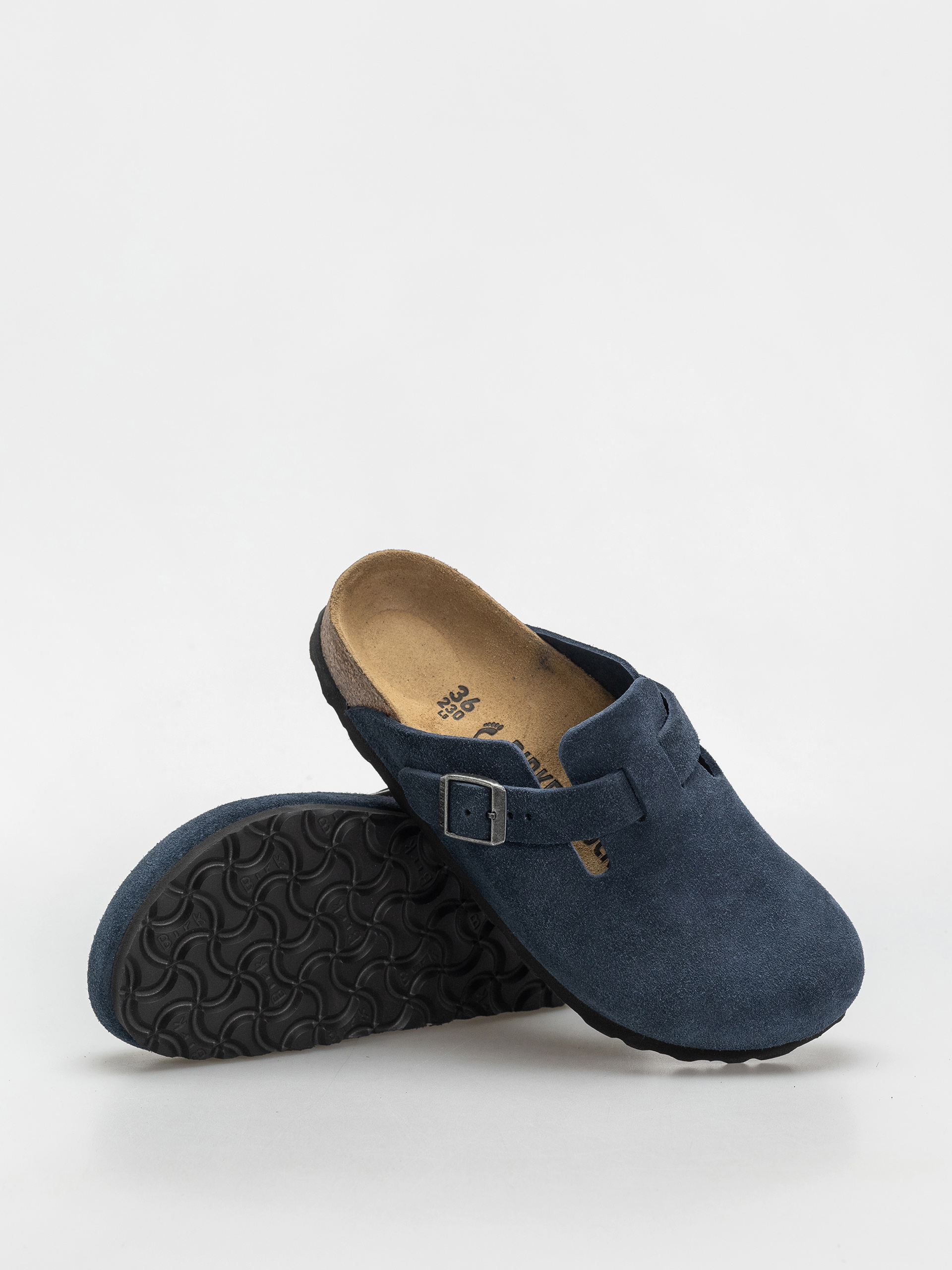 Plážovky Birkenstock Boston Suede Leather Narrow Wmn (new navy)