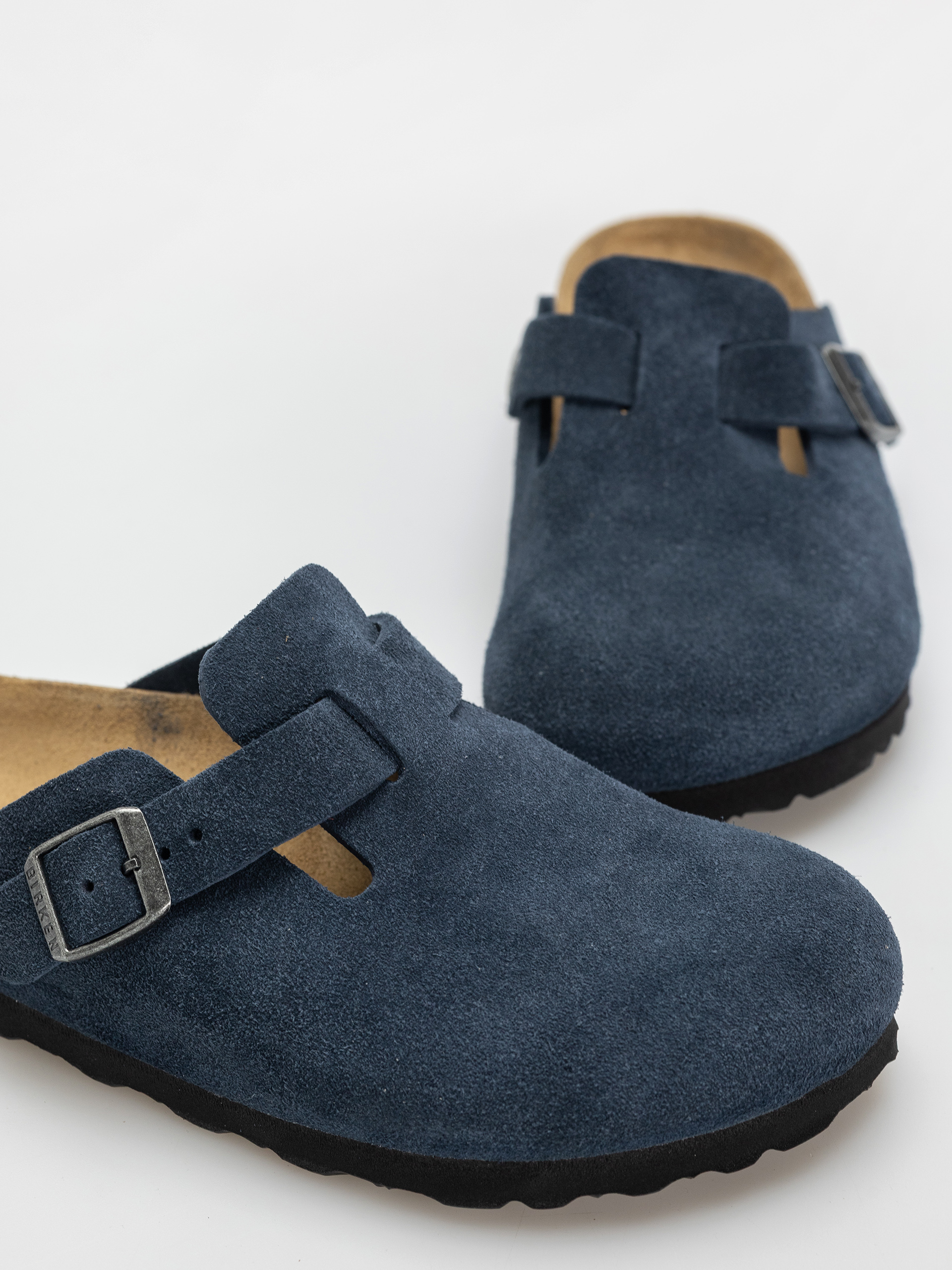 Plážovky Birkenstock Boston Suede Leather Narrow Wmn (new navy)