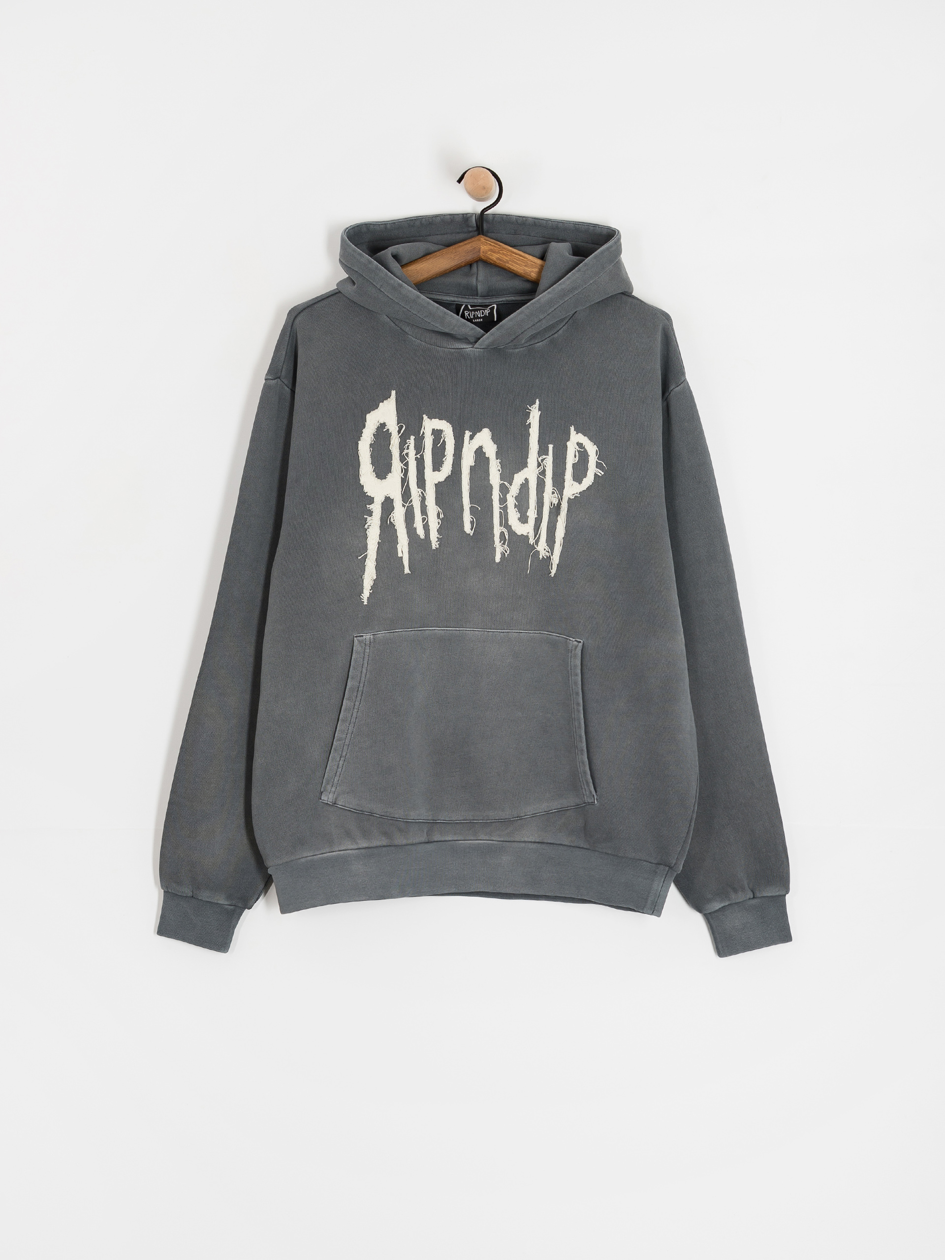 Mikina s kapucí RipNDip Insano Distressed HD (charcoal vintage wash)