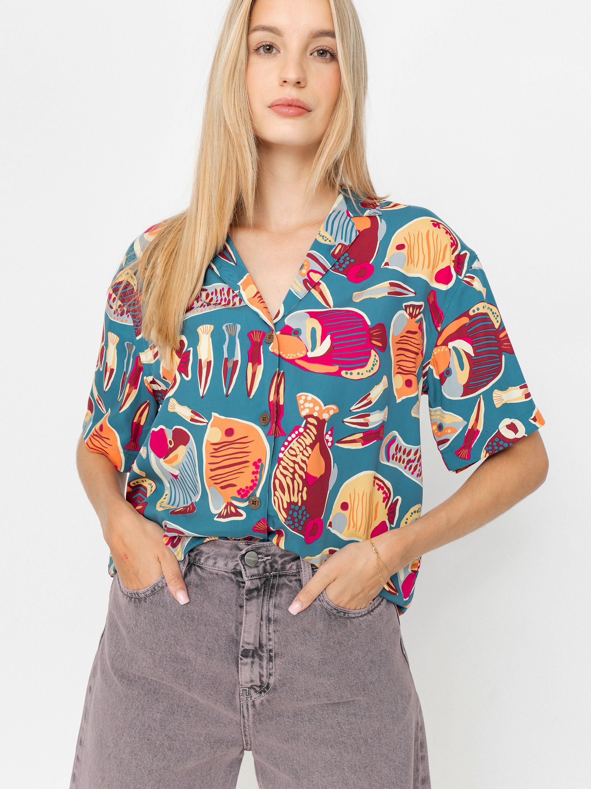 Košile Patagonia Tidal Threads Wmn (wrasse/wetland blue)