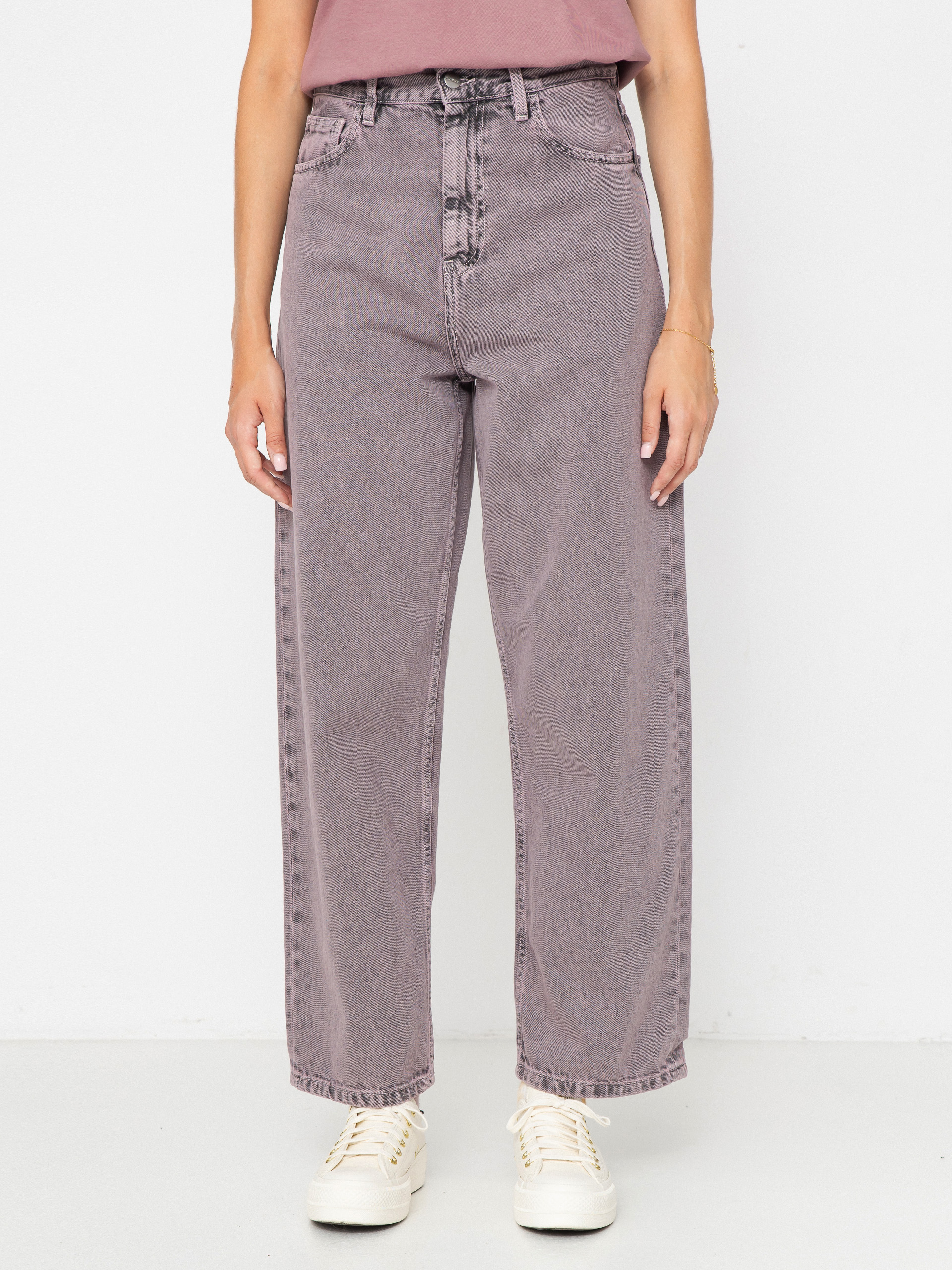 Kalhoty Carhartt WIP Brandon Wmn (black/hortensia/garment dyed)