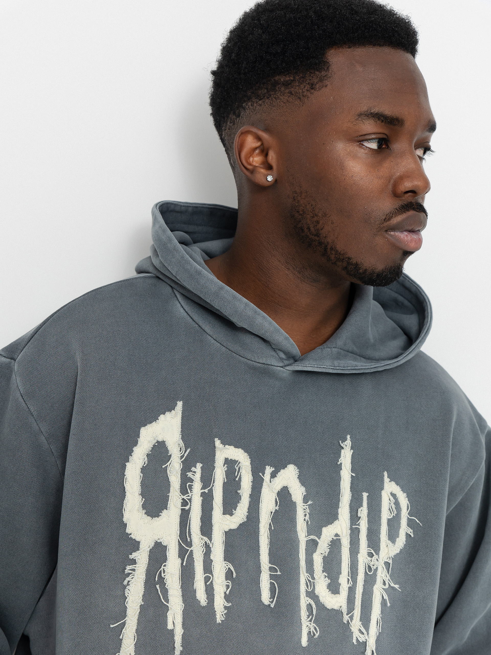 Mikina s kapucí RipNDip Insano Distressed HD (charcoal vintage wash)