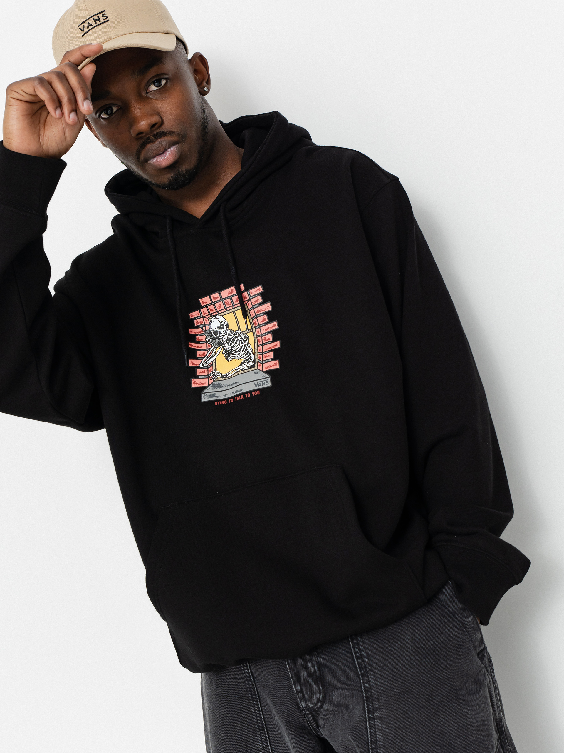 Mikina s kapucí Vans Skull Window HD (black)