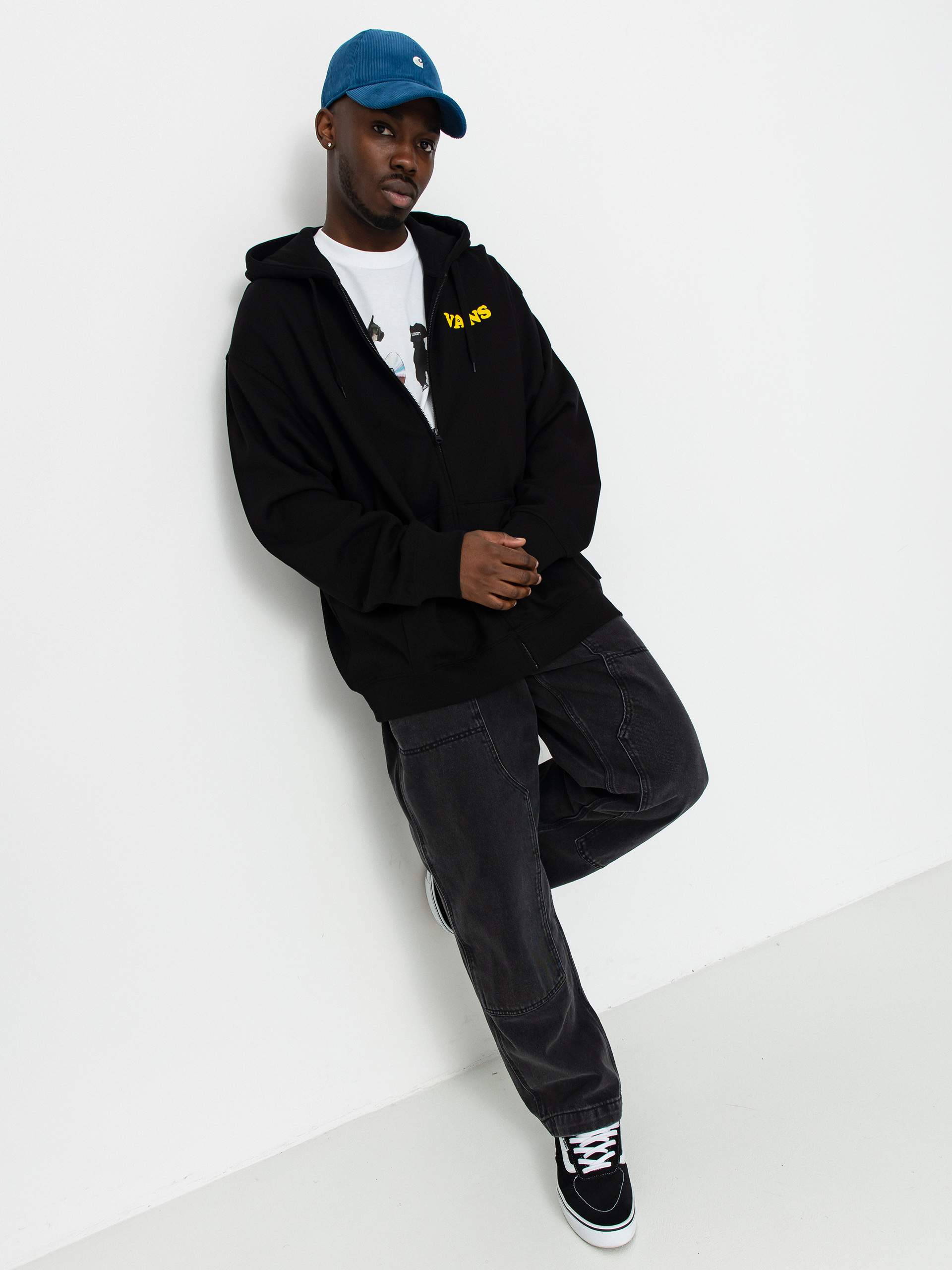 Mikina s kapucí Vans Skull La Shaka Loose ZHD (black)