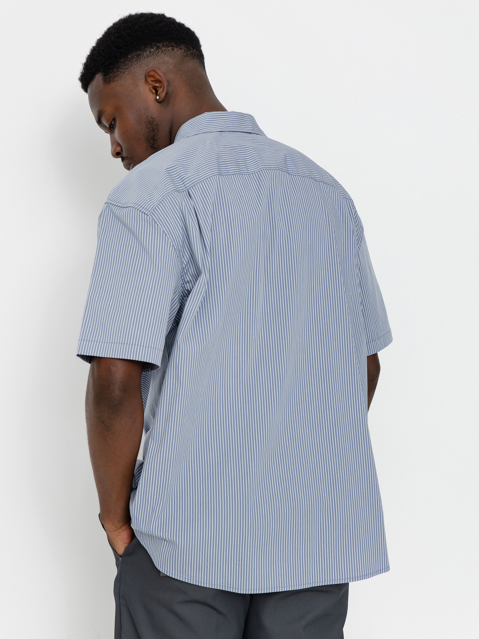 Košile Brixton Builders Auto (twilight blue/white stripe)