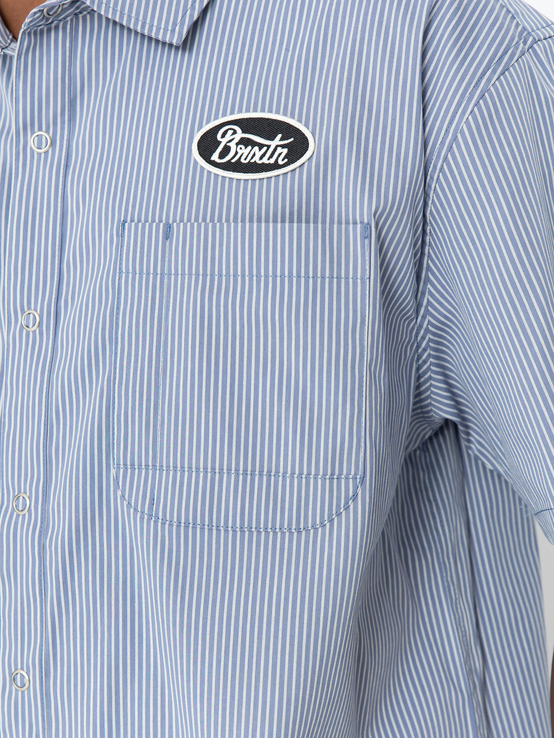 Košile Brixton Builders Auto (twilight blue/white stripe)