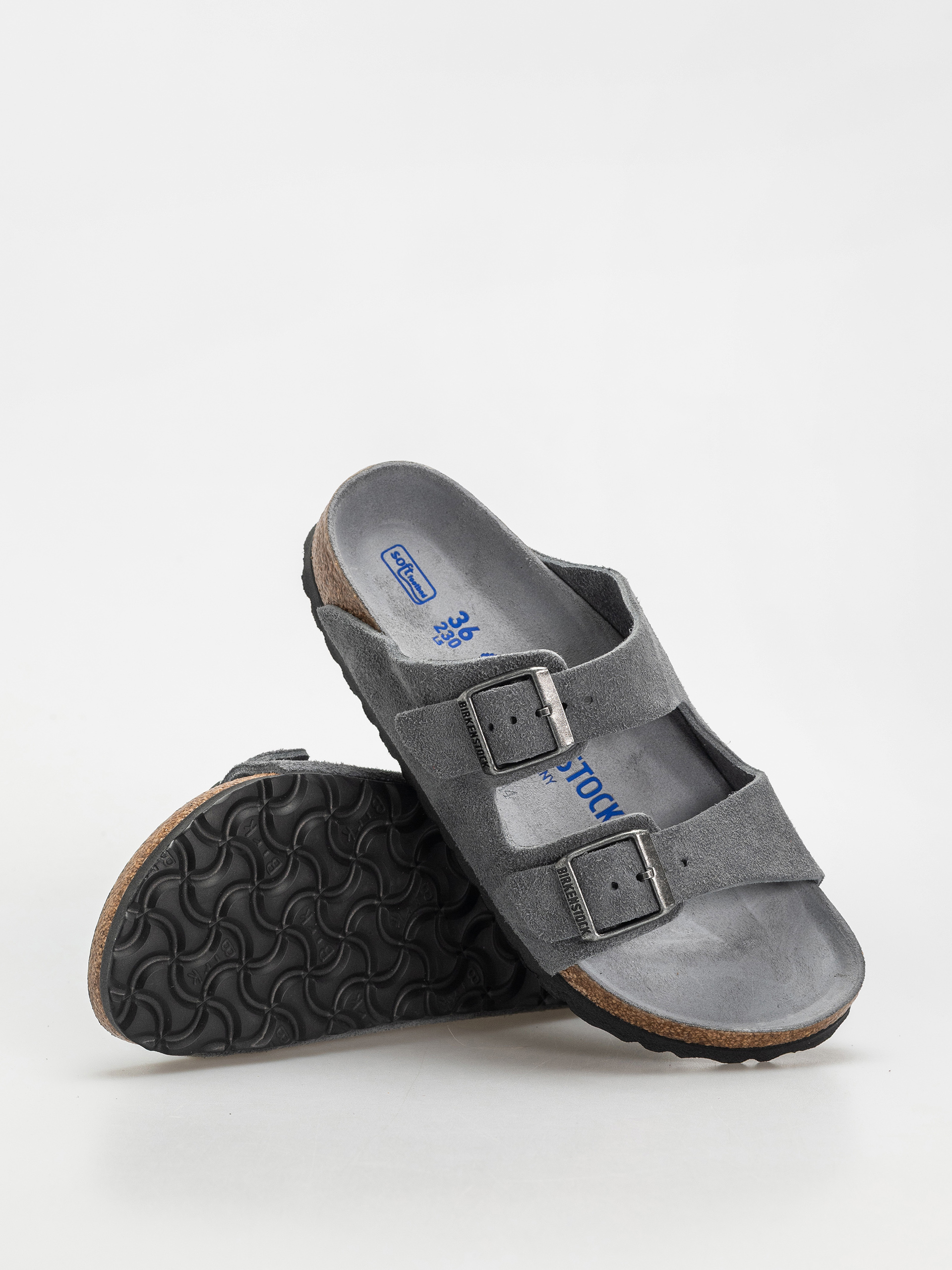 Plážovky Birkenstock Arizona Suede Leather Narrow Wmn (basalt gray)