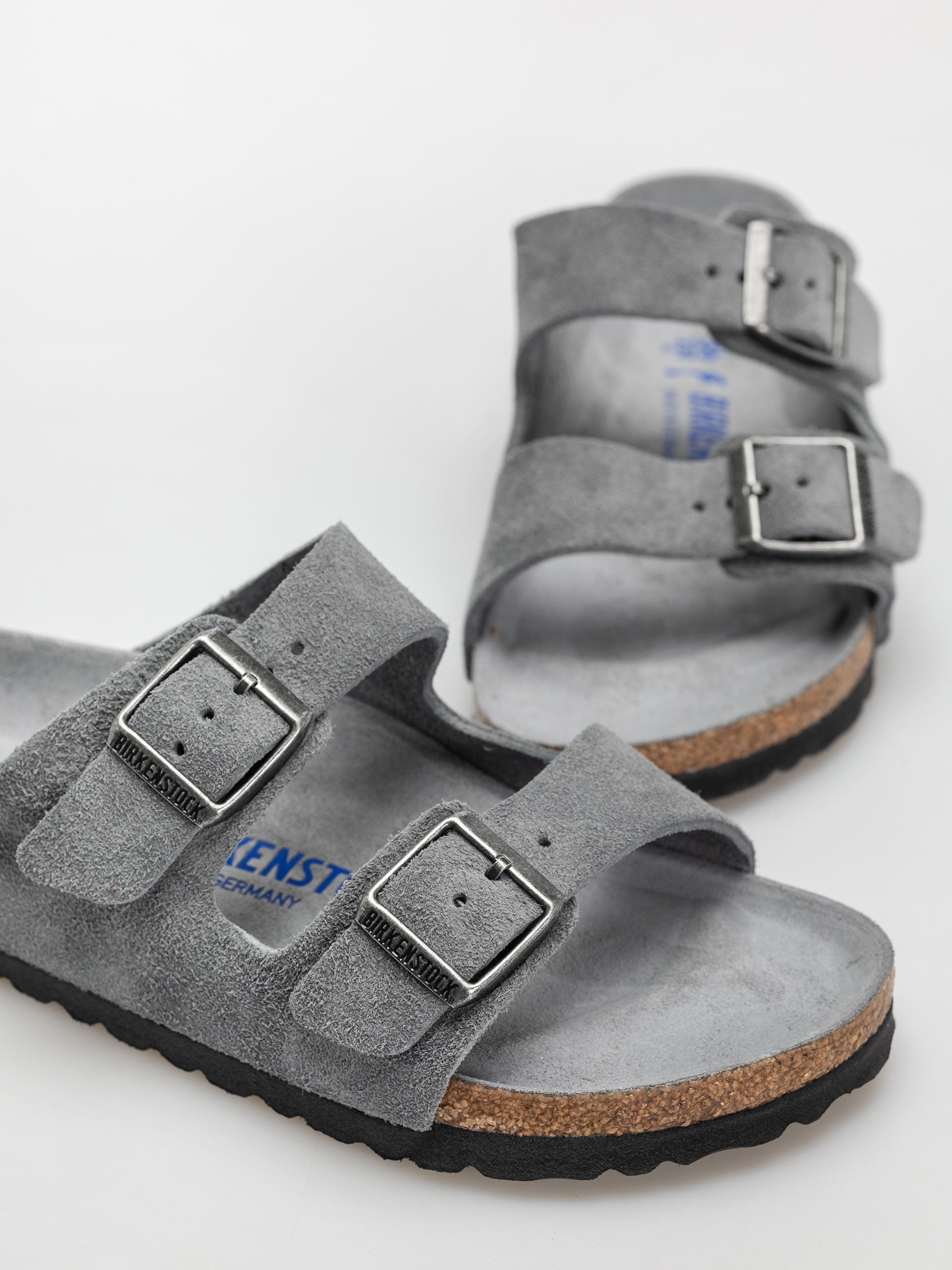 Plážovky Birkenstock Arizona Suede Leather Narrow Wmn (basalt gray)