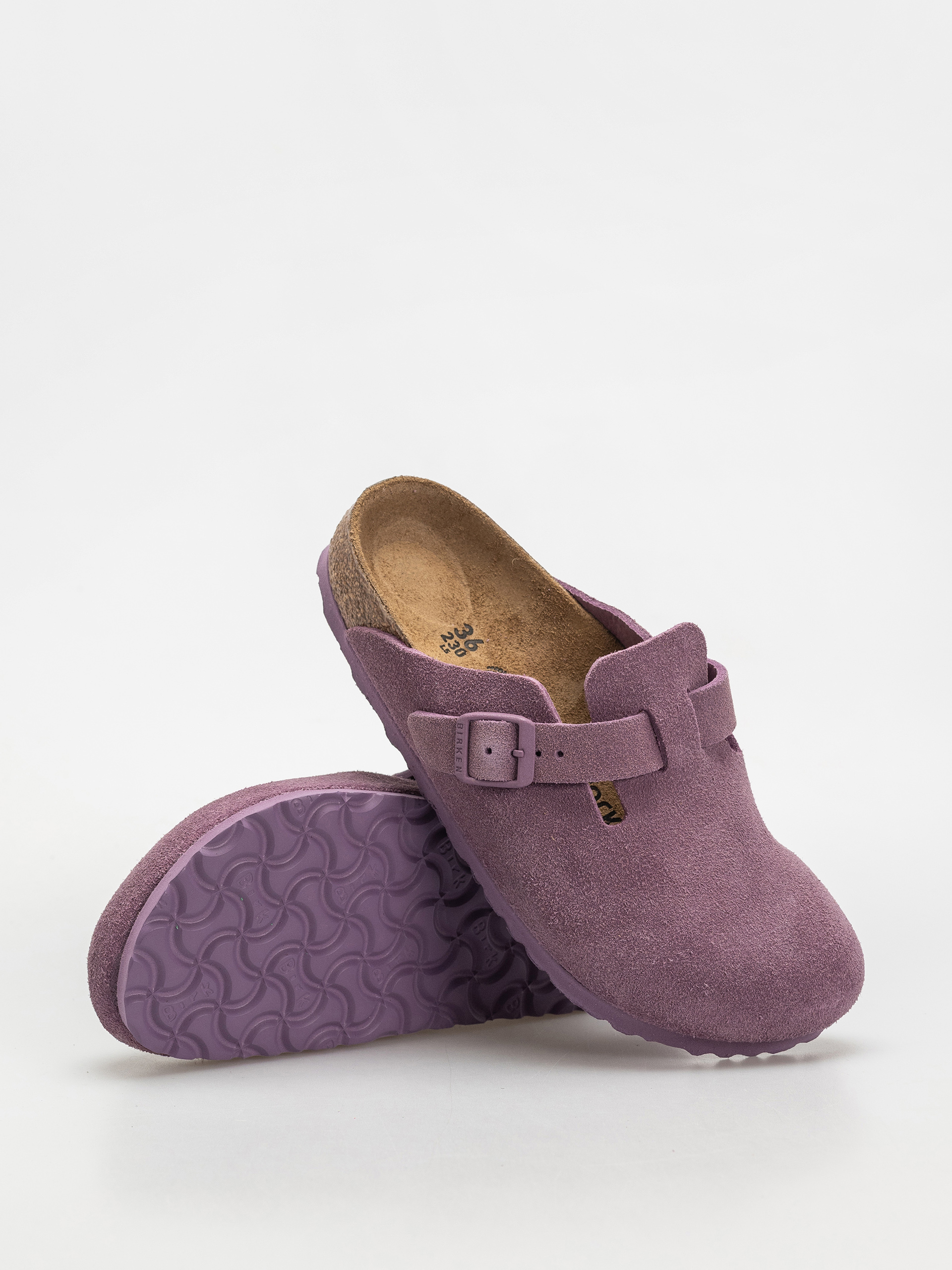 Plážovky Birkenstock Boston Suede Leather Narrow Wmn (mauve)