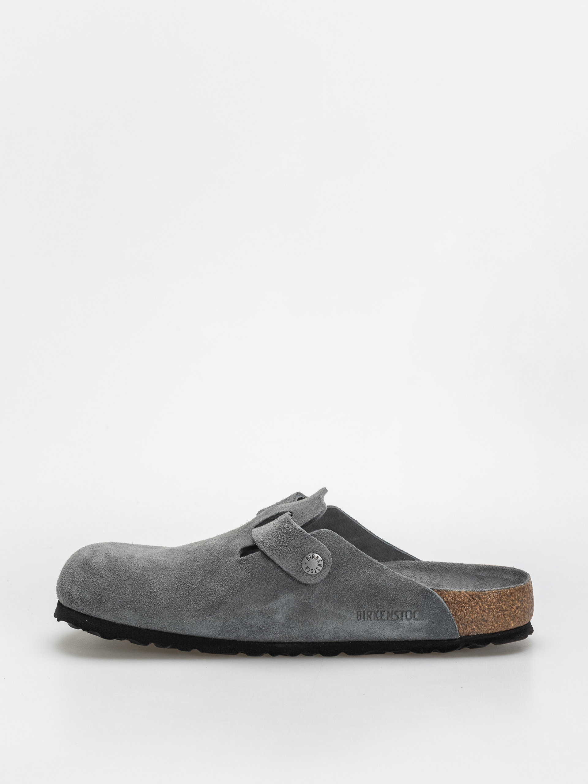 Plážovky Birkenstock Boston SFB Suede Leather Regular (basalt gray)