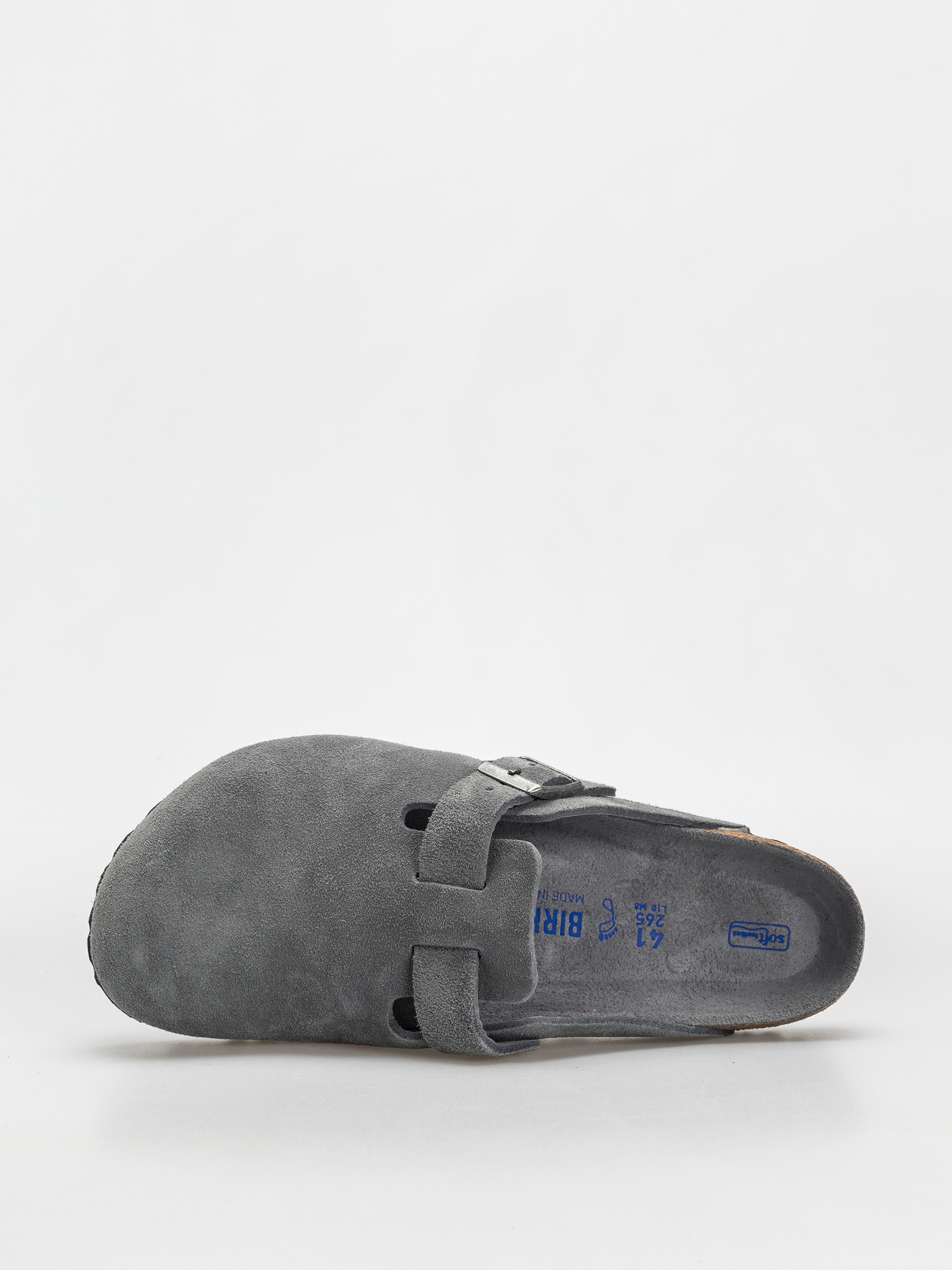 Plážovky Birkenstock Boston SFB Suede Leather Regular (basalt gray)