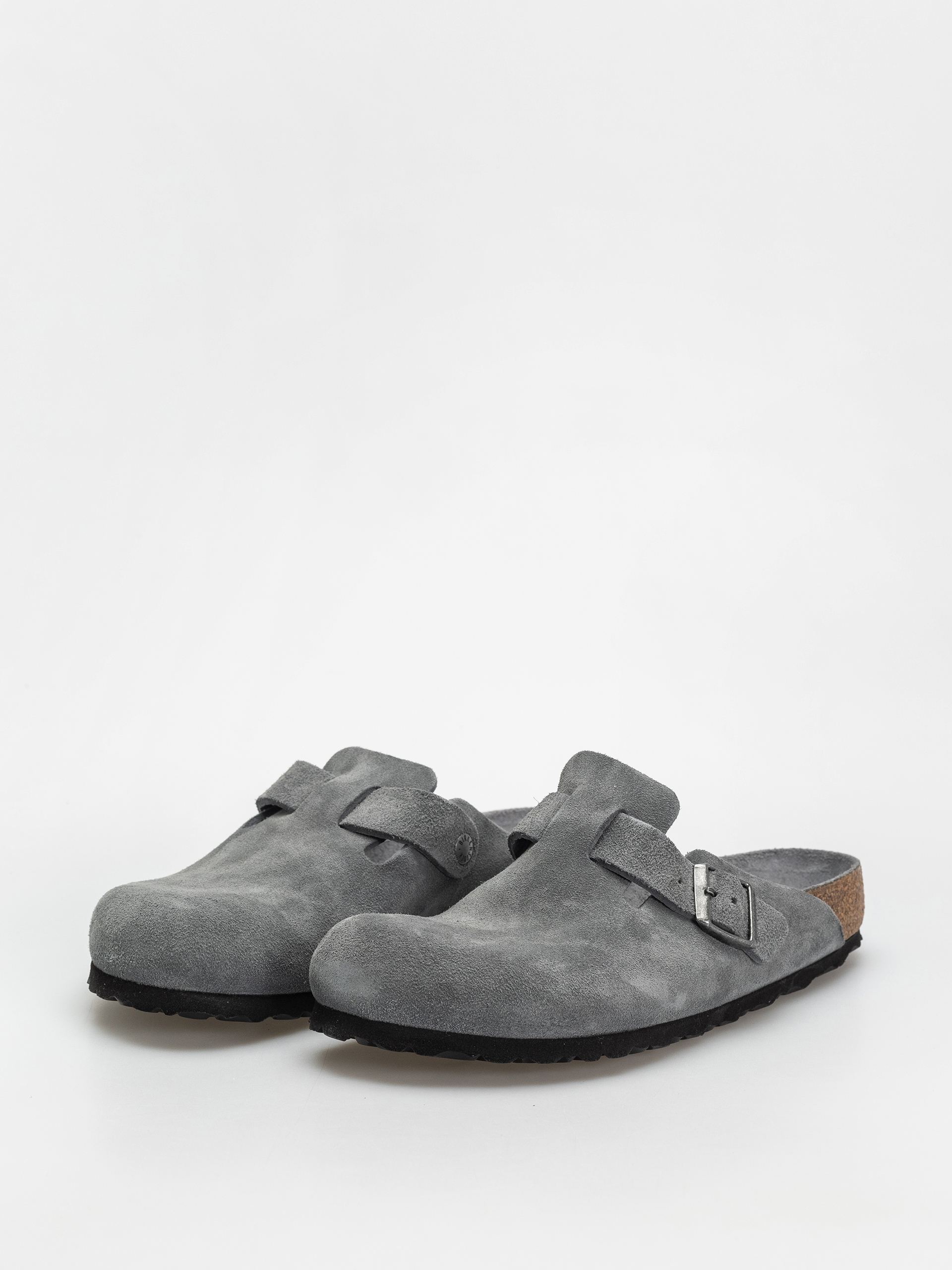 Plážovky Birkenstock Boston SFB Suede Leather Regular (basalt gray)